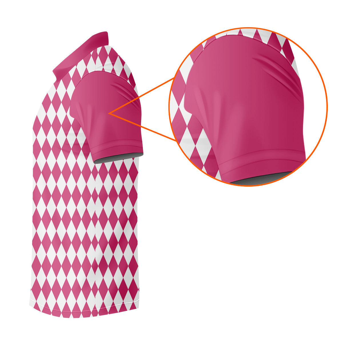 White And Pink Argyle Pattern Men Polo, Polo Shirts For Men, Golf Gift For Men, Golfing Apparel
