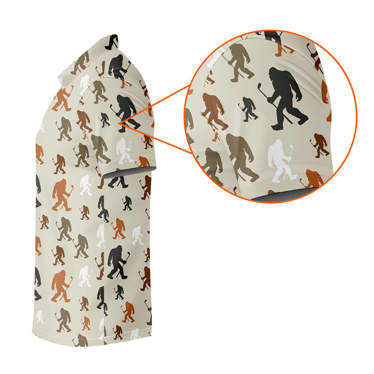 Bigfoot Silhouette Pattern Men's Funny Golf Shirts, Polo Shirts For Men, Cool Golf Gift