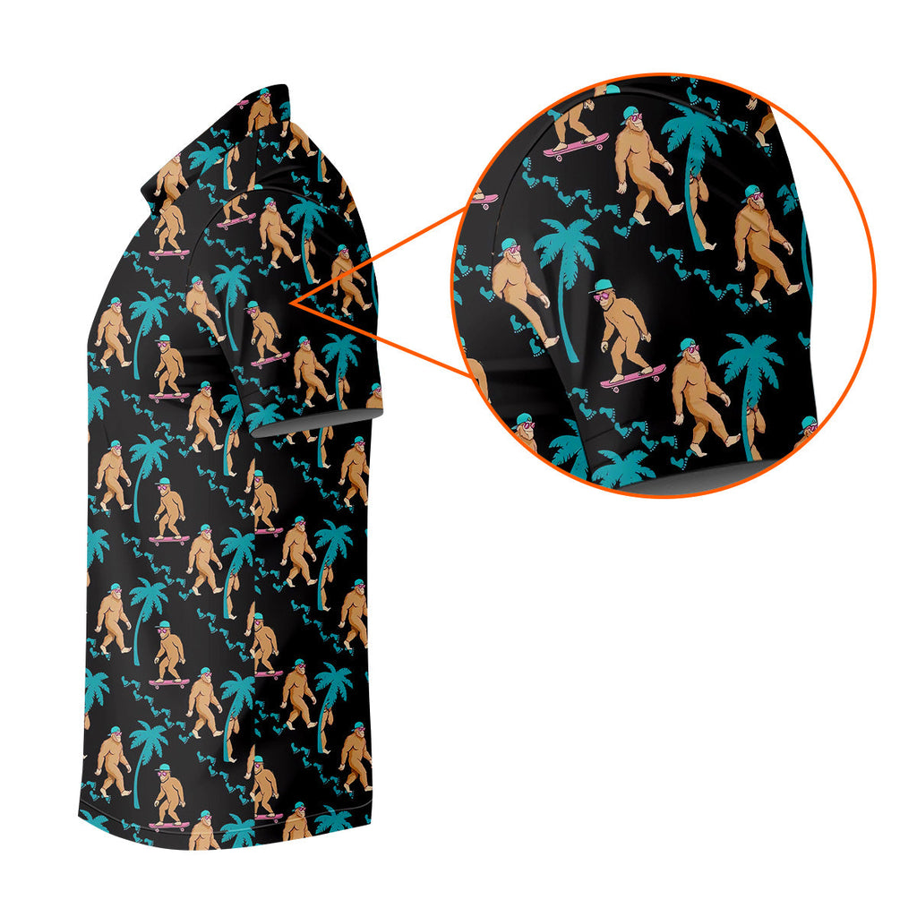 Funny Bigfoot Tropical Palm Golf Shirt, Golf Tops For Men, Hawaiian Golf Shirts, Polo Shirts For Men