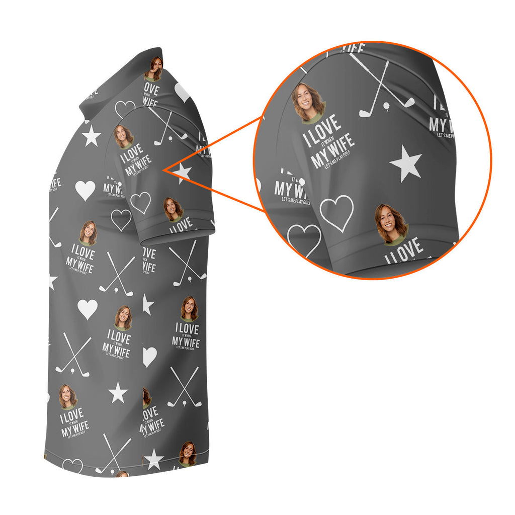 I Love It When My Wife Let's Me Play Golf Grey Fun Golf Shirts For Men, Polo Shirts For Men