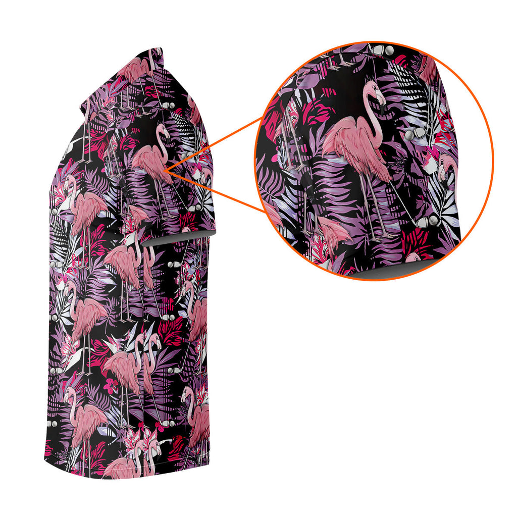 Tropical Flamingo Purple Golf Shirt, Golf Tops For Men, Polo Shirts For Men, Golfing Apparel