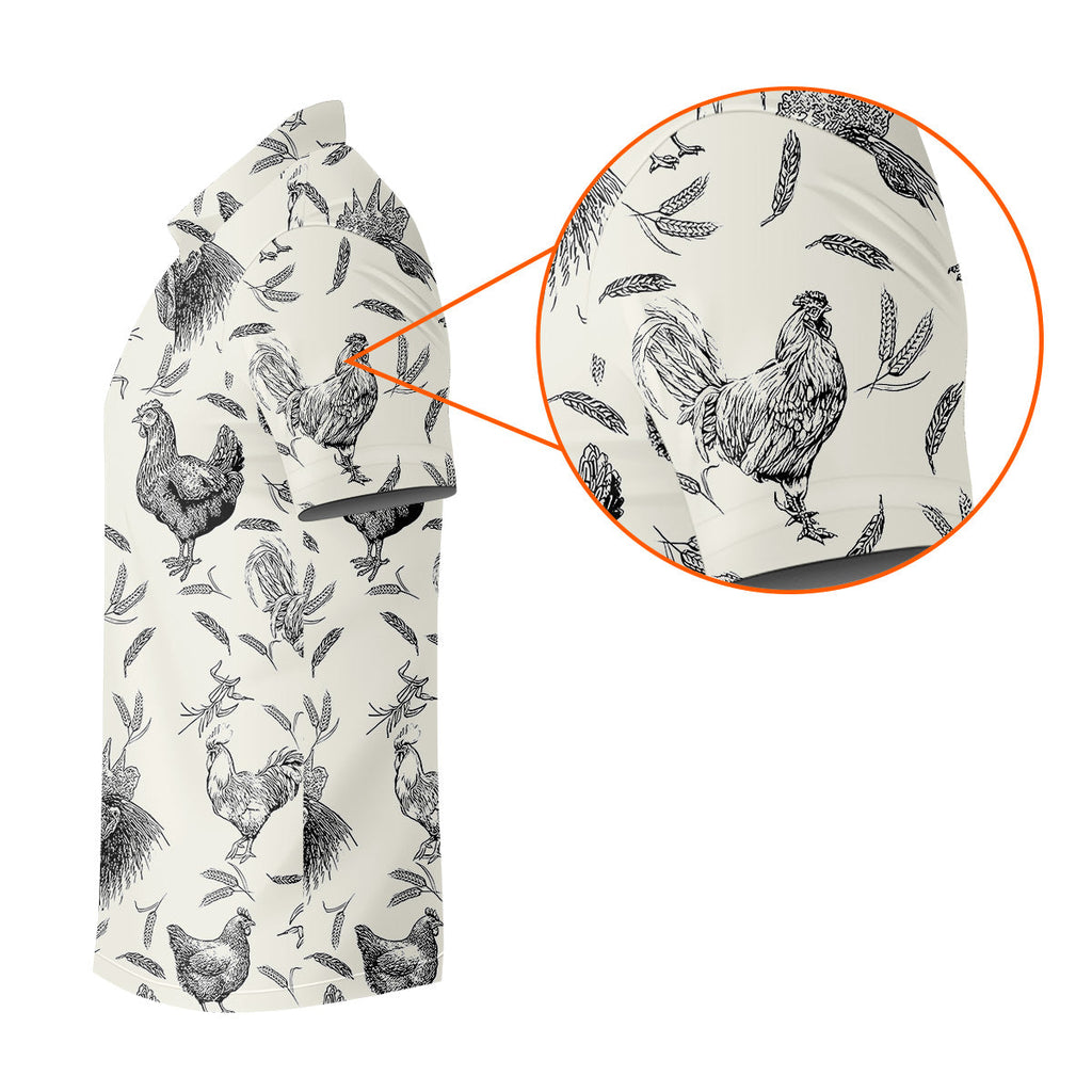 Chicken Rooster Golf Tops For Men, Gift For Chicken Lover, Fun Golf Shirts For Men, Polo Shirts For Men
