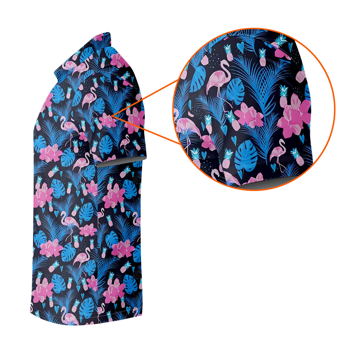 Flamingo Pink Pink And Blue Tropical Golf Shirts, Polo Shirts For Men, Golf Gift For Men, Golfing Apparel