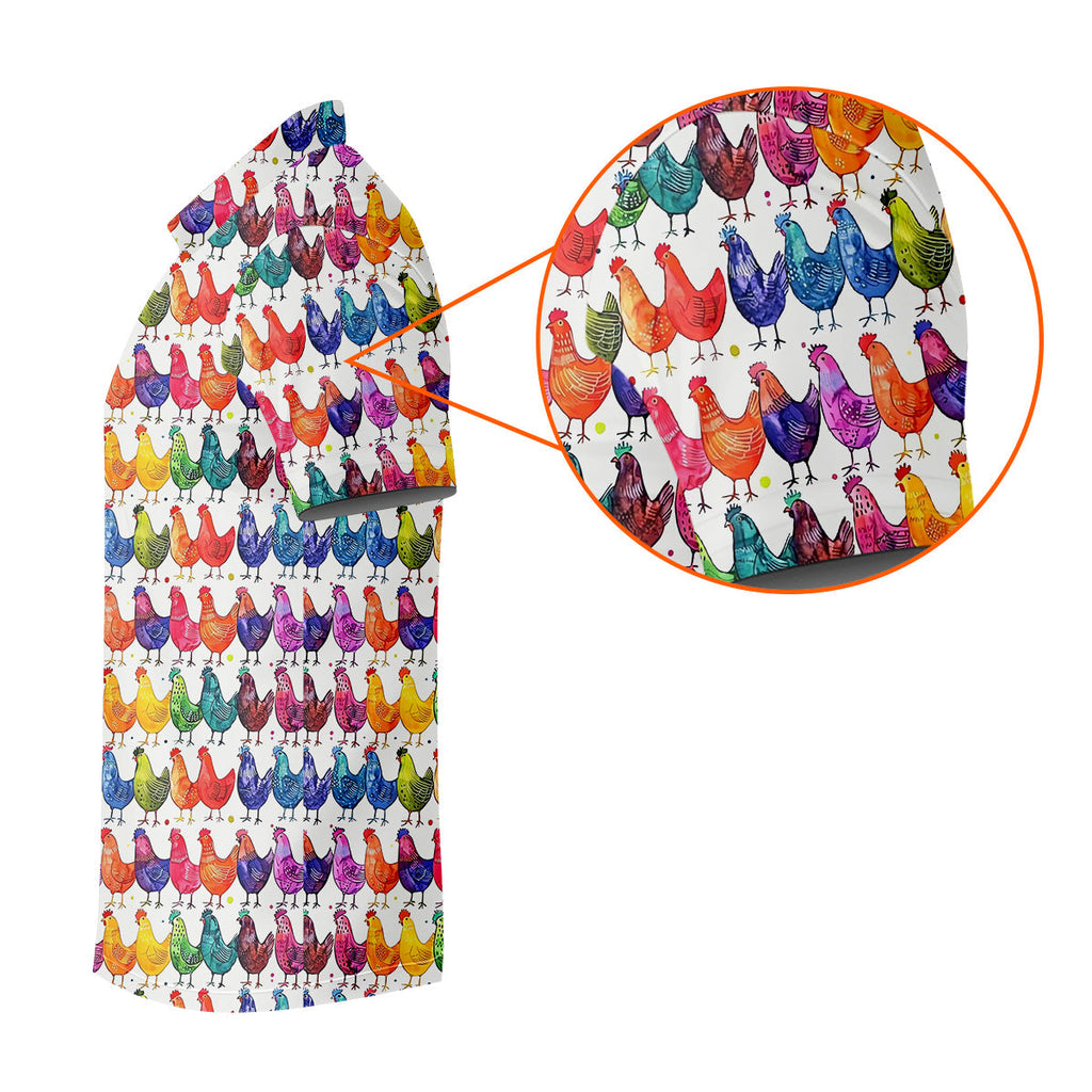 Whimsical Chicken Colorful Golf Shirt, Cute Golf Outfit, Polo Shirts For Men, Golfing Apparel