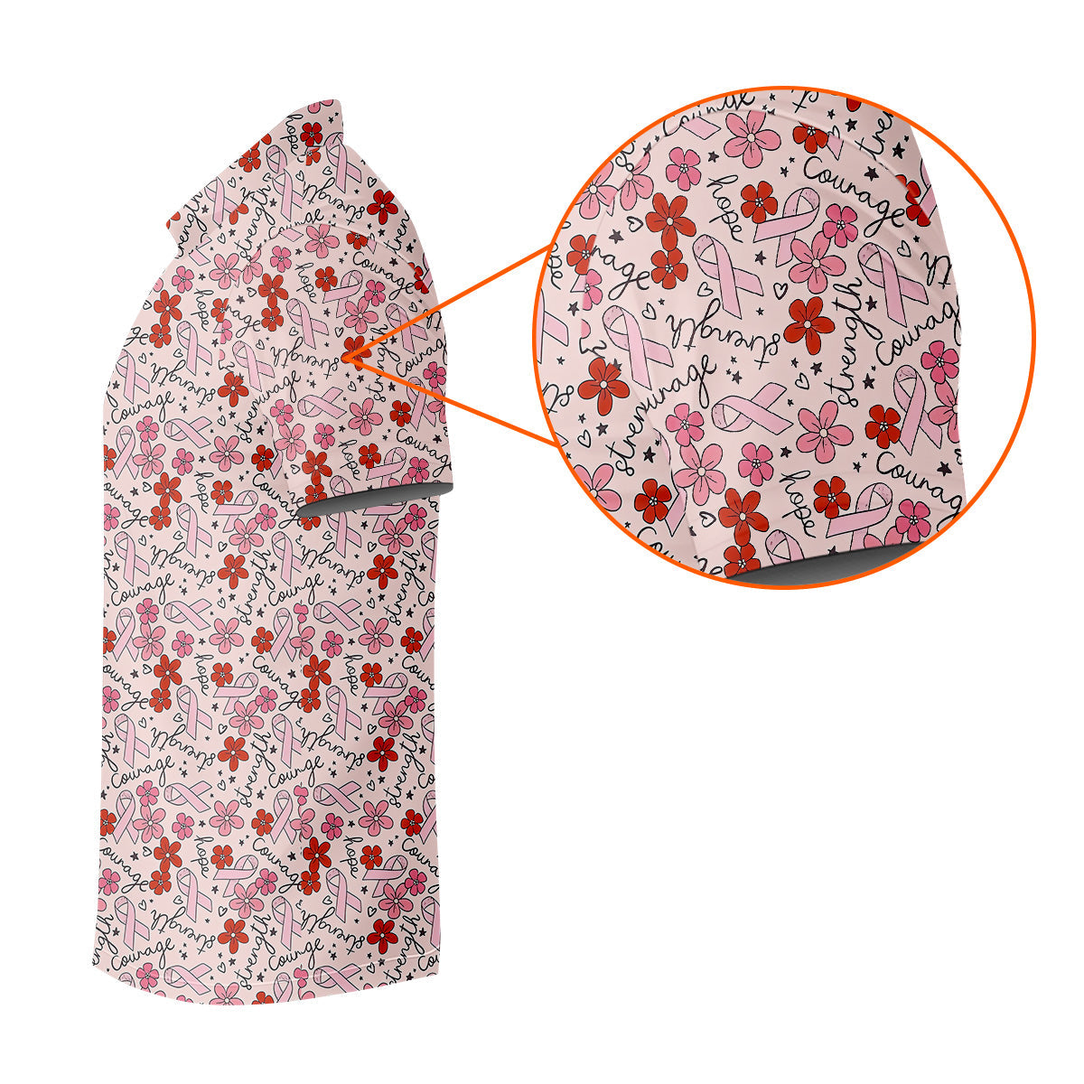 Breast Cancer Awareness Ribbon Flower Men Shirt, Men's Pink Golf Polo, Polo Shirts For Men