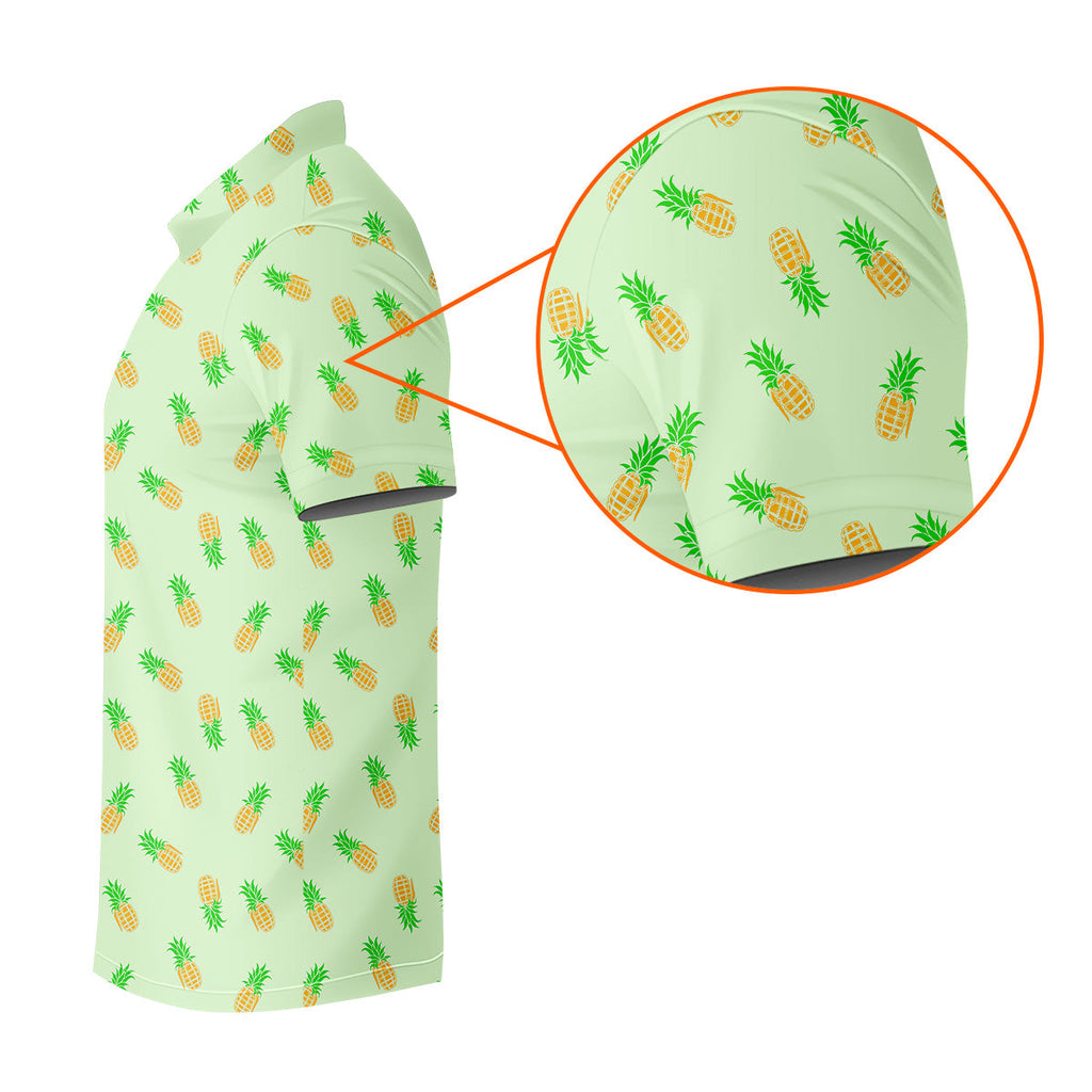 Pineapple Grenade Light Green Golf Tops For Men, Men Polo, Golf Gift For Men, Golfing Apparel