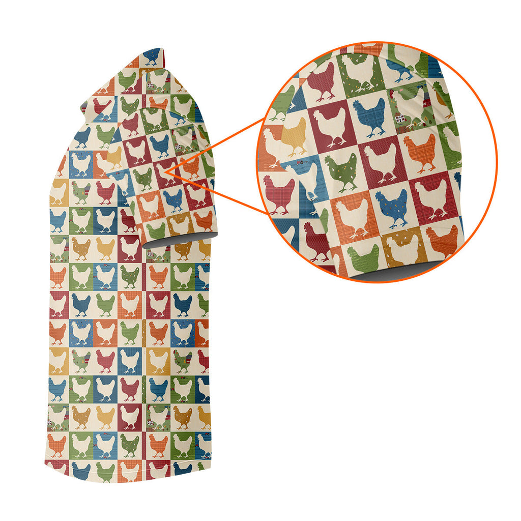 Chicken Rooster Colorful Checkered Golf Tops For Men, Gift For Chicken Lover, Golfing Apparel