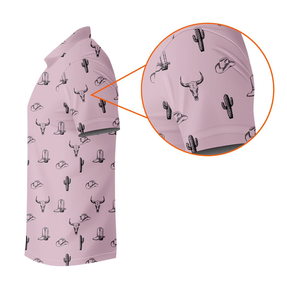 Wild West Cactus Pink Lavender Western Golf Shirt, Golf Tops For Men, Polo Shirts For Men, Golfing Apparel