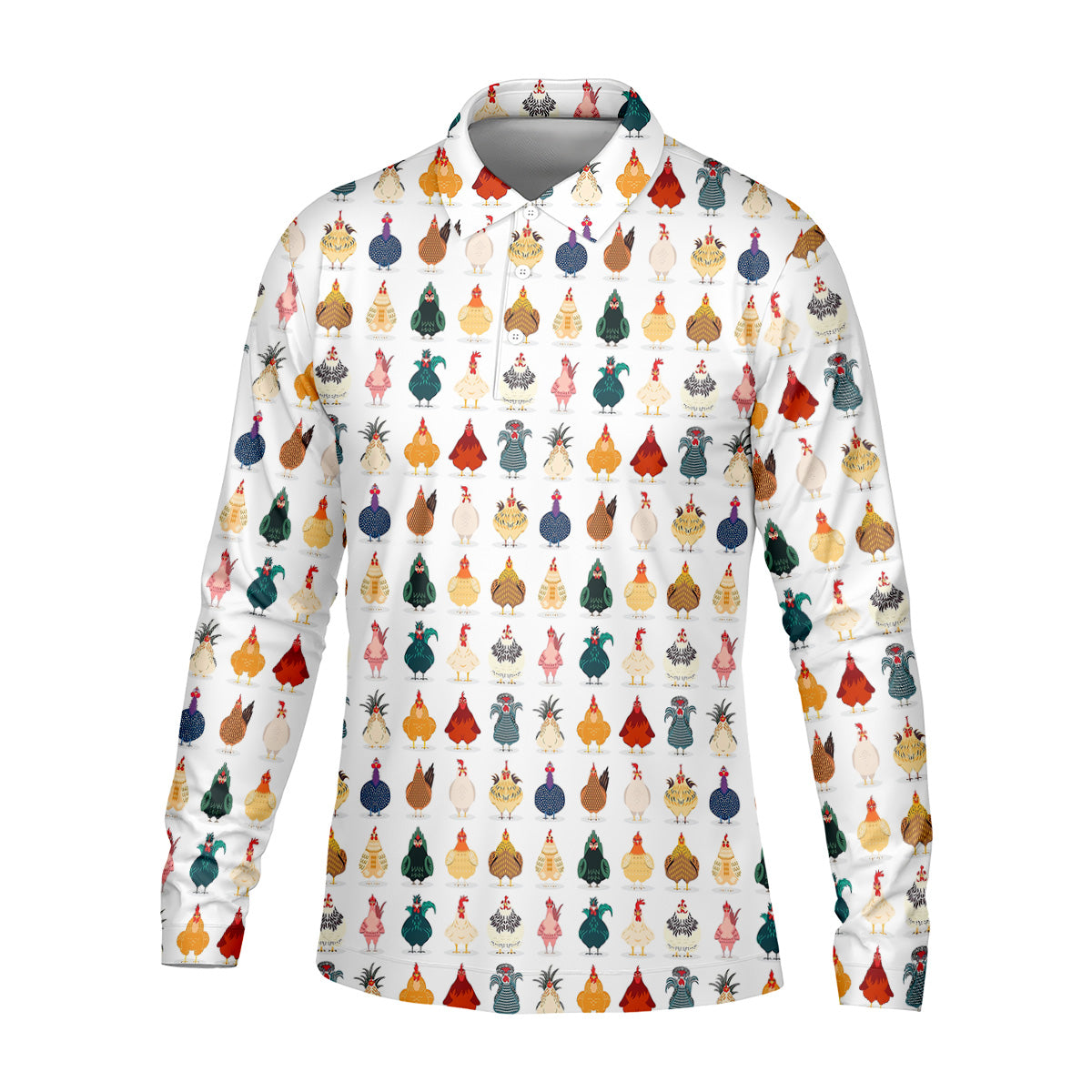 Whimsical Chicken Fun Golf Shirts For Men, Cute Golf Outfit, Polo Shirts For Men, Golfing Apparel