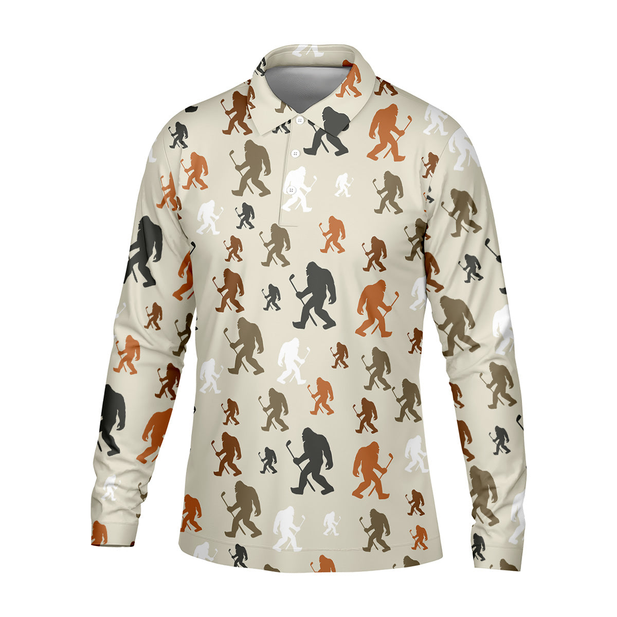 Bigfoot Silhouette Pattern Men's Funny Golf Shirts, Polo Shirts For Men, Cool Golf Gift
