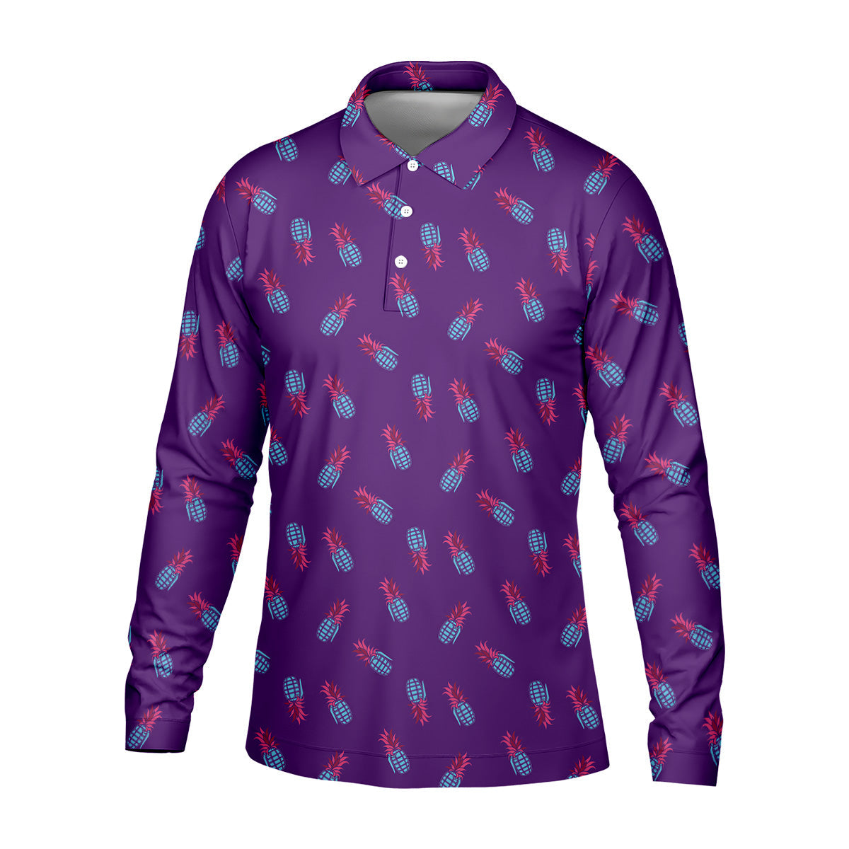 Pineapple Grenade Purple Golf Tops For Men, Men Polo, Golf Gift For Men, Golfing Apparel