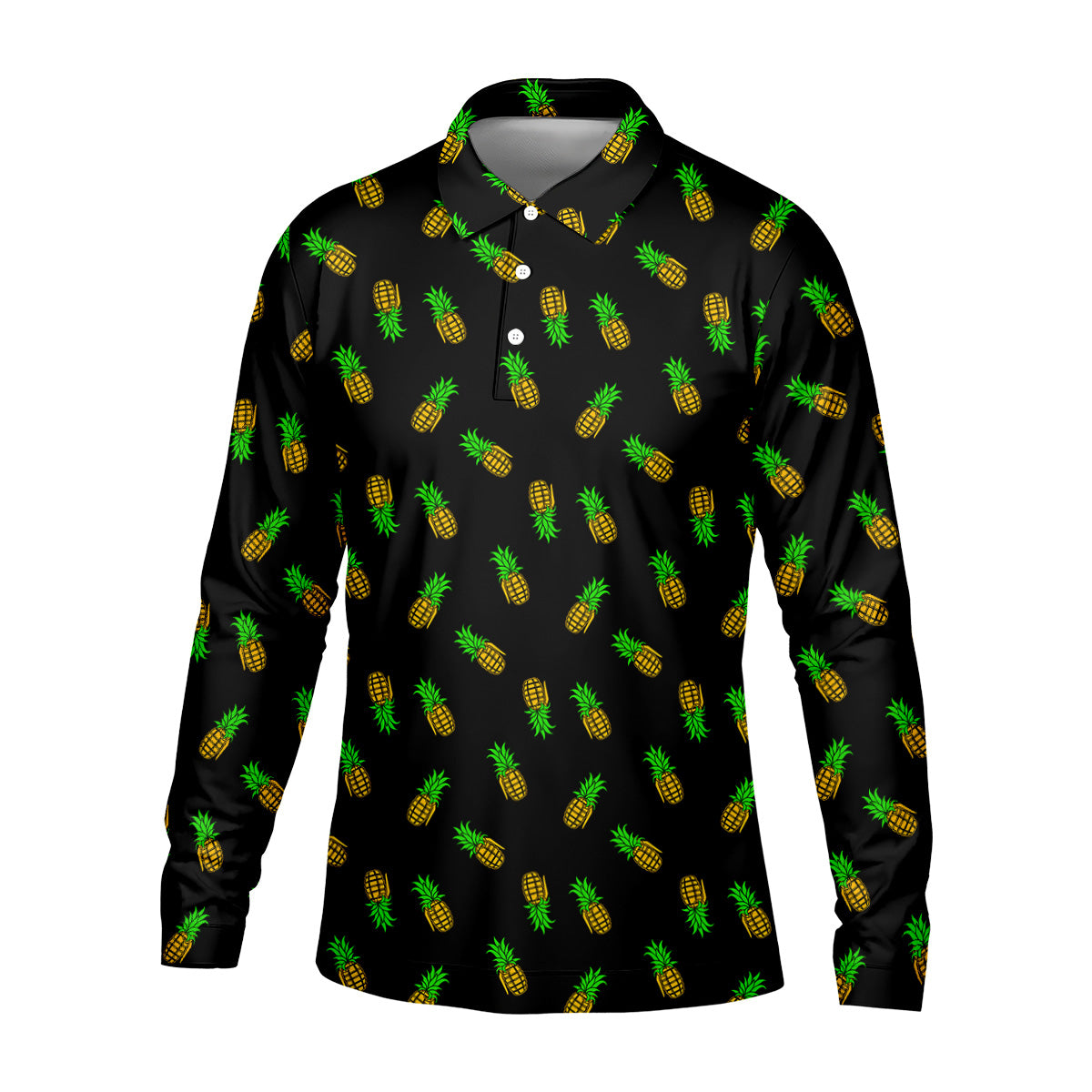 Pineapple Grenade Black And Yellow Golf Tops For Men, Men Polo, Golf Gift For Men, Golfing Apparel