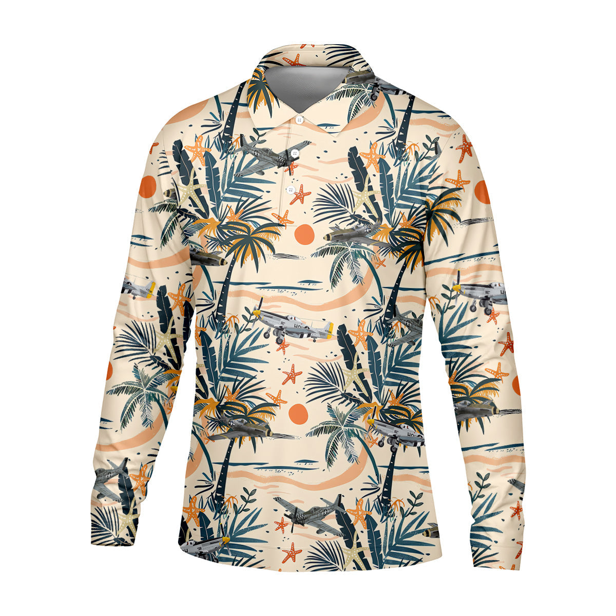 Beach Tropical Seamless Pattern Men Polo, Retro Golf Shirt, Polo Shirts For Men, Golfing Apparel
