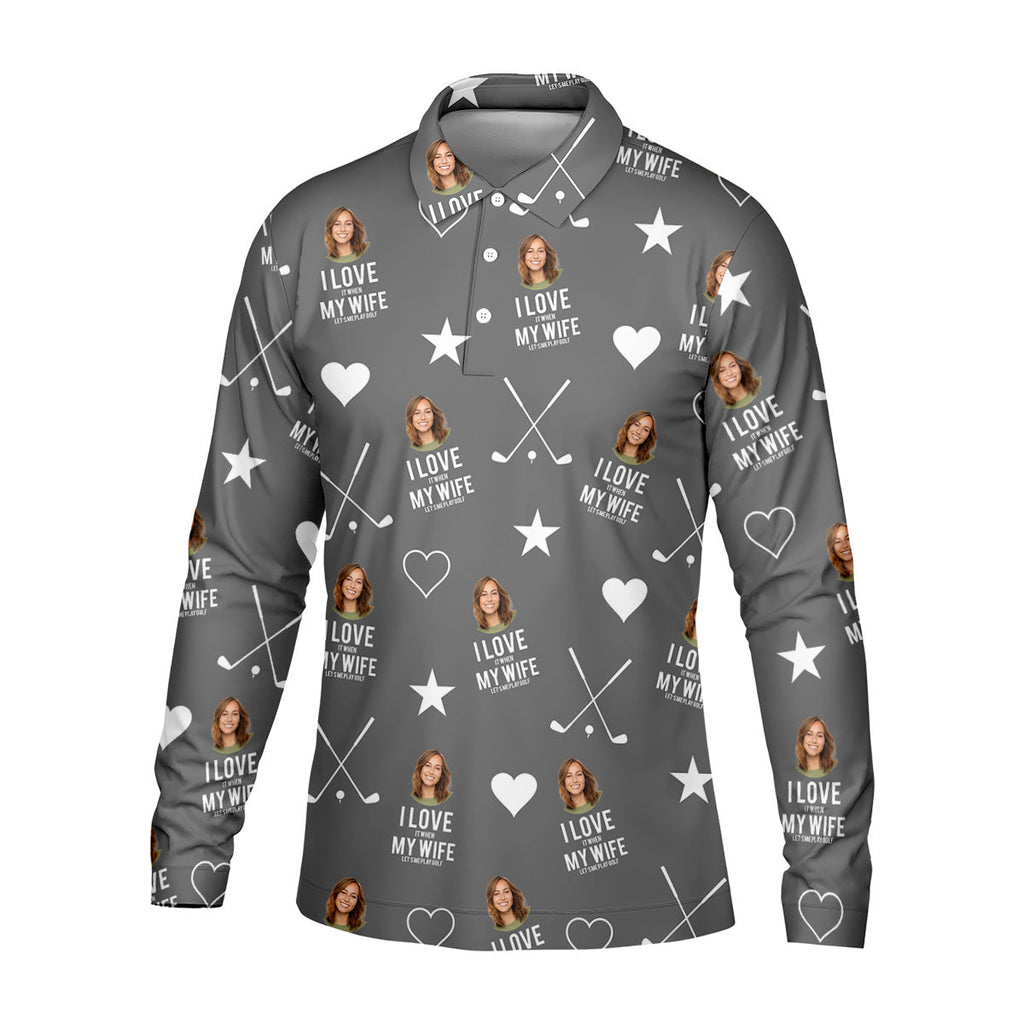 I Love It When My Wife Let's Me Play Golf Grey Fun Golf Shirts For Men, Polo Shirts For Men
