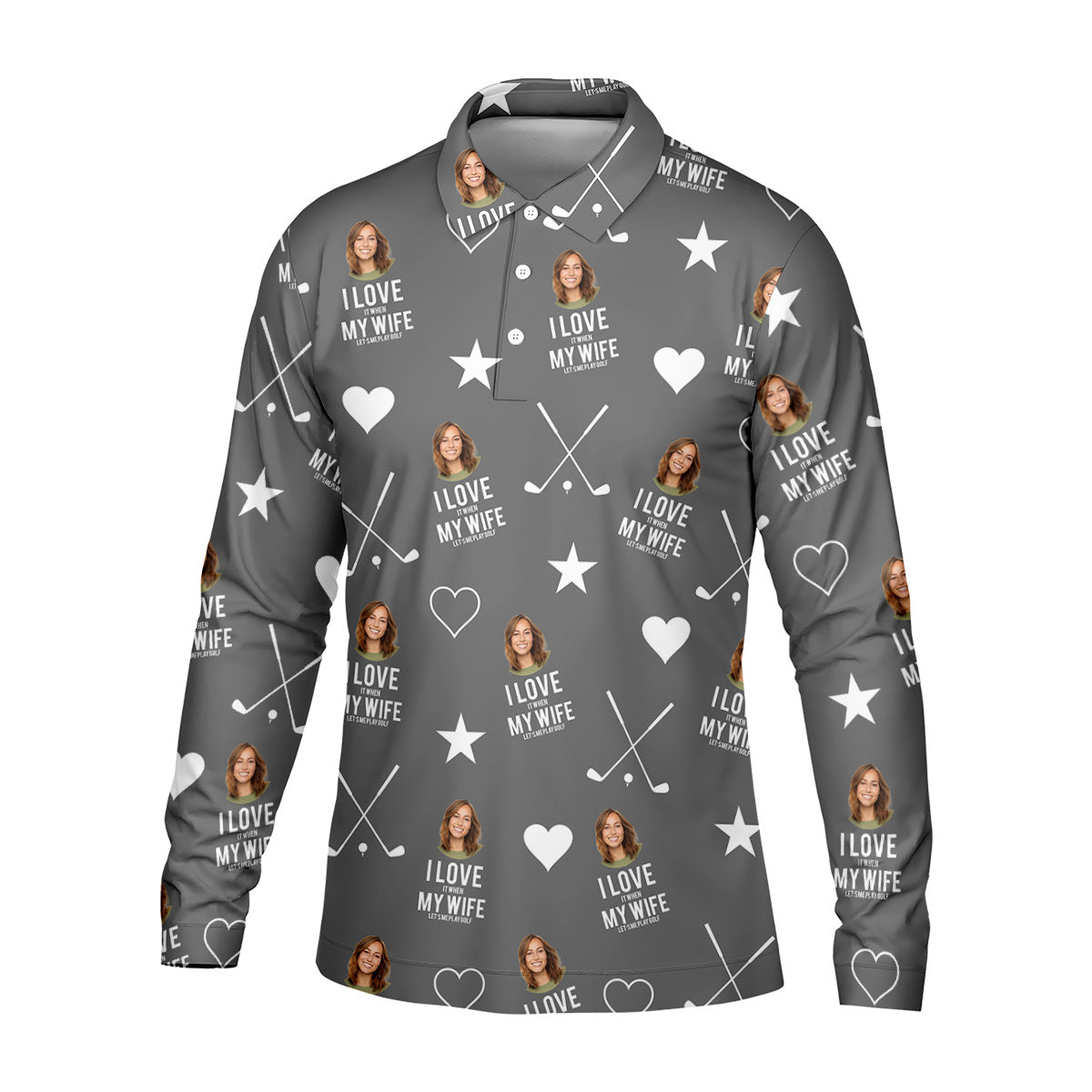 I Love It When My Wife Let's Me Play Golf Grey Fun Golf Shirts For Men, Polo Shirts For Men