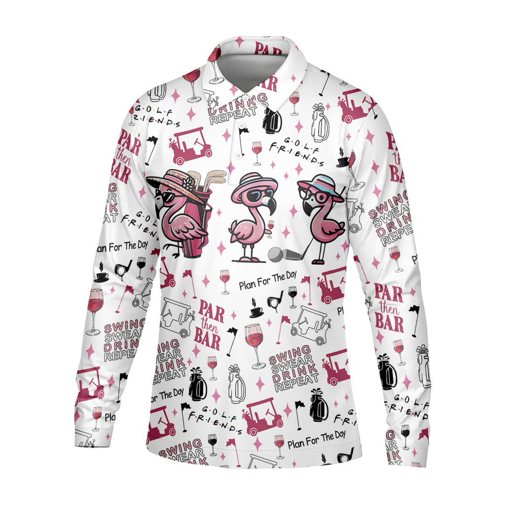 Golf Friends Par Then Bar Flamingo Golf Shirt, Golf Team Shirt, Fun Golf Shirts For Men, Golf Gift For Men
