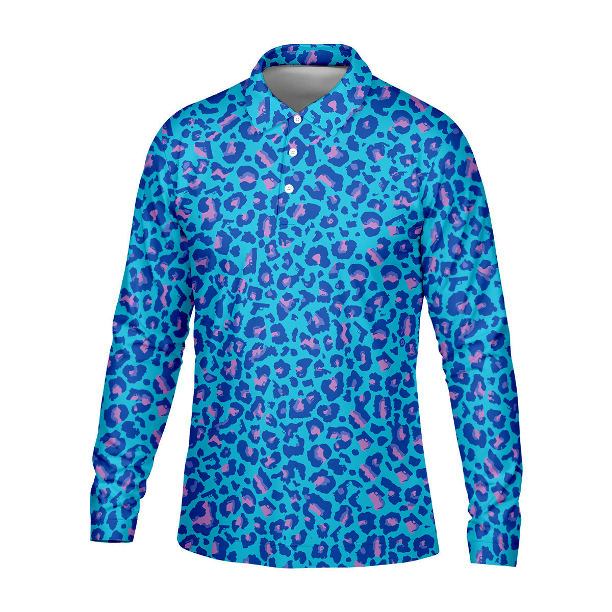 Blue Leopard Golf Tops For Men, Men Polo, Golf Gift For Men, Golfing Apparel