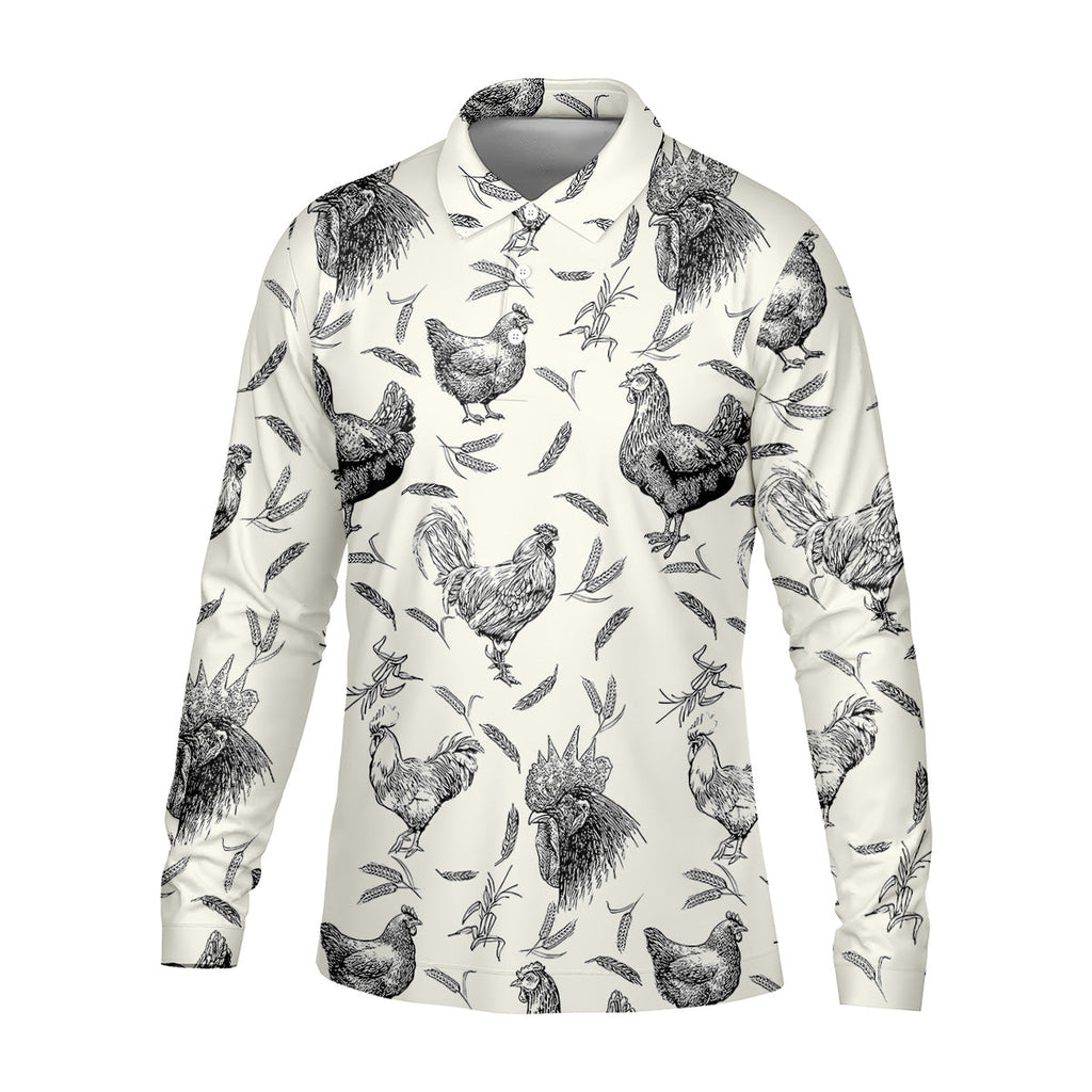Chicken Rooster Golf Tops For Men, Gift For Chicken Lover, Fun Golf Shirts For Men, Polo Shirts For Men