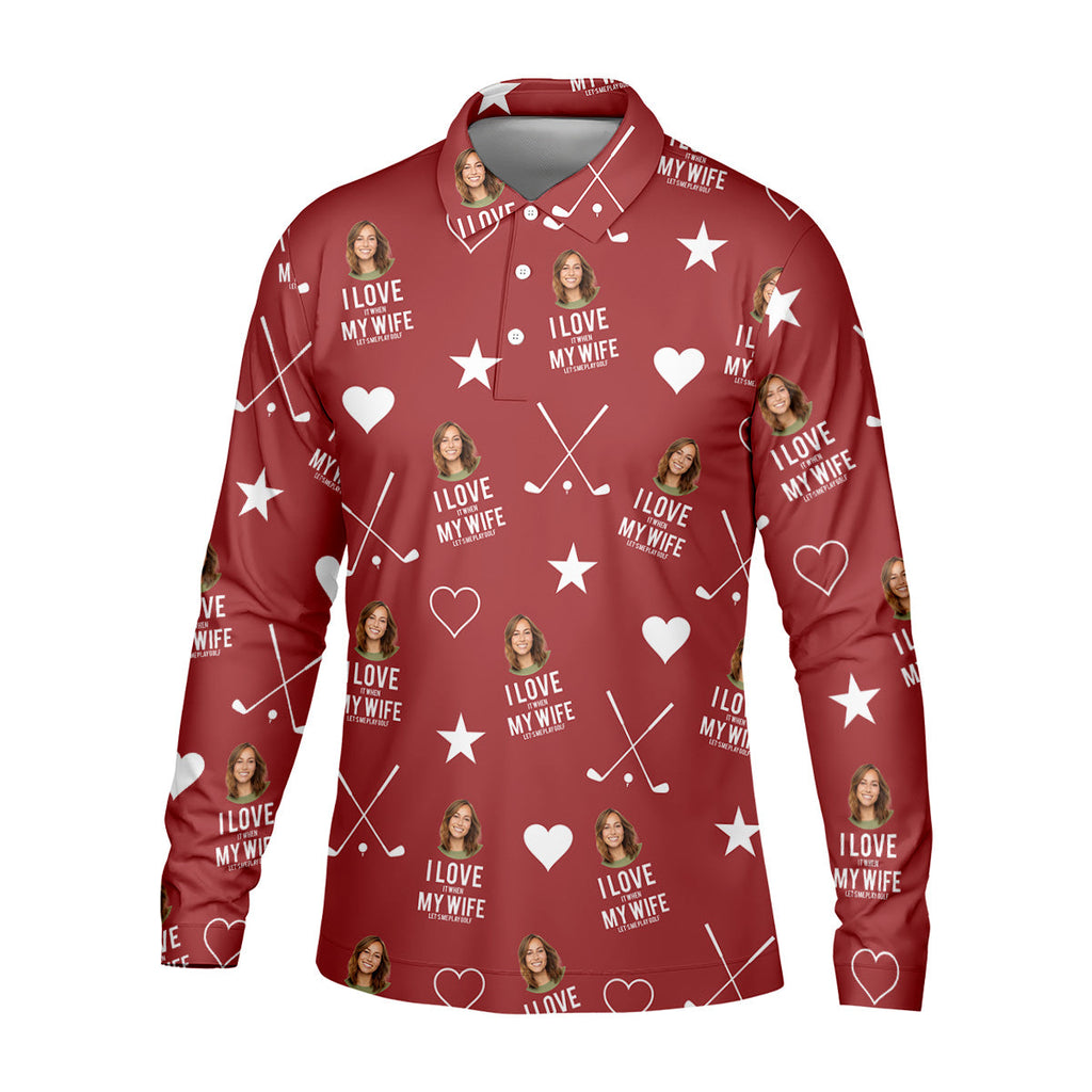 I Love It When My Wife Let's Me Play Golf Red Fun Golf Shirts For Men, Polo Shirts For Men