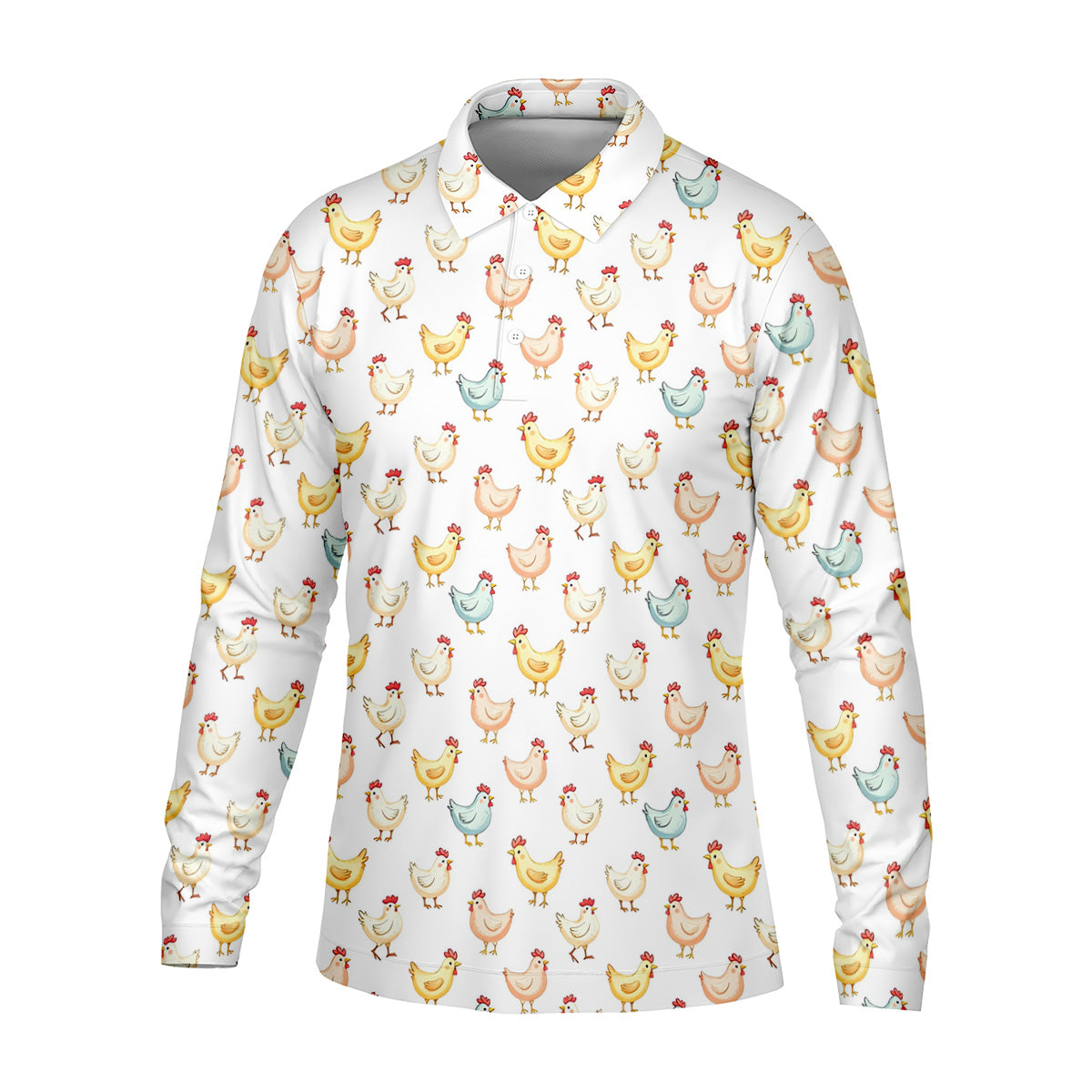 Chicken Rooster White Golf Tops For Men, Gift For Chicken Lover, Fun Golf Shirts For Men, Golfing Apparel