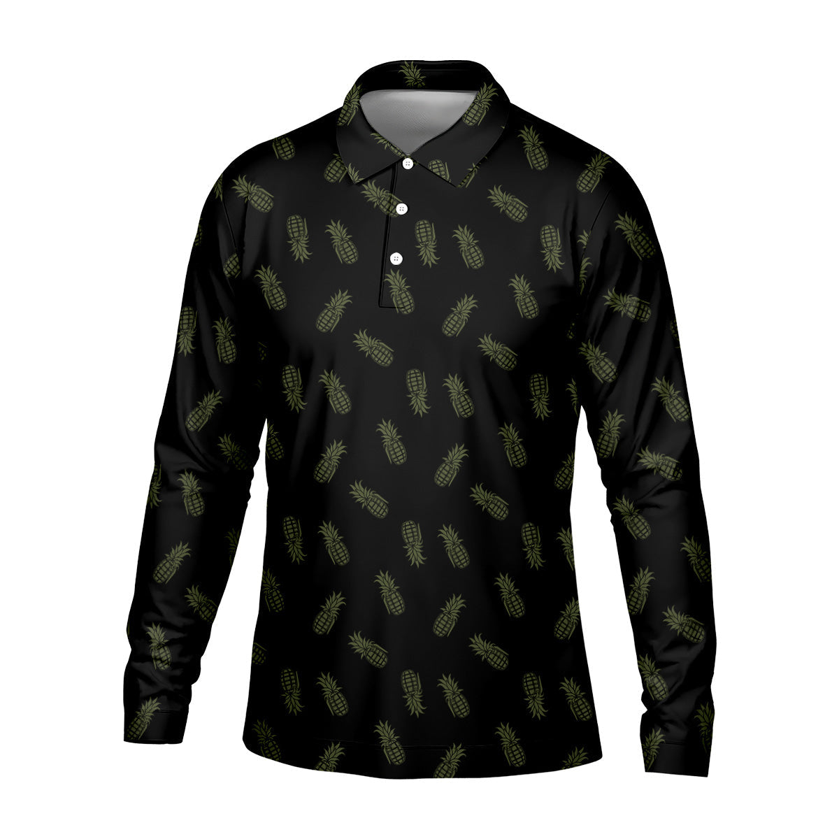 Pineapple Grenade Black Moss Green Golf Tops For Men, Men Polo, Golf Gift For Men