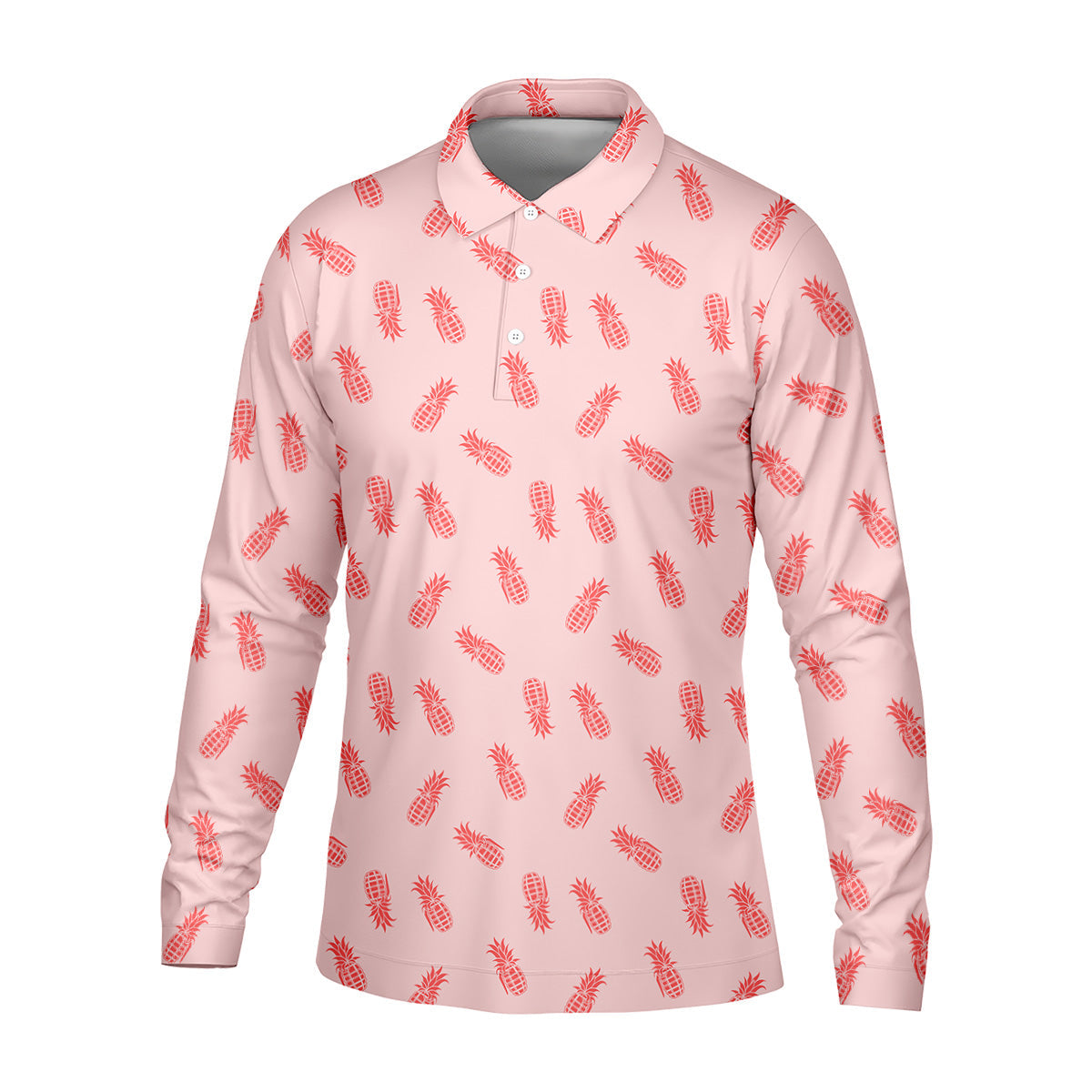Pineapple Grenade Pink Golf Tops For Men, Men Polo, Golf Gift For Men, Golfing Apparel