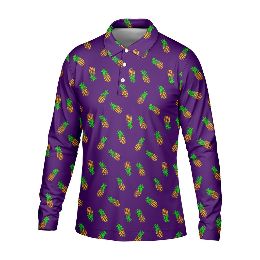Pineapple Grenade Purple Golf Shirts, Men Polo, Golf Gift For Men, Golfing Apparel