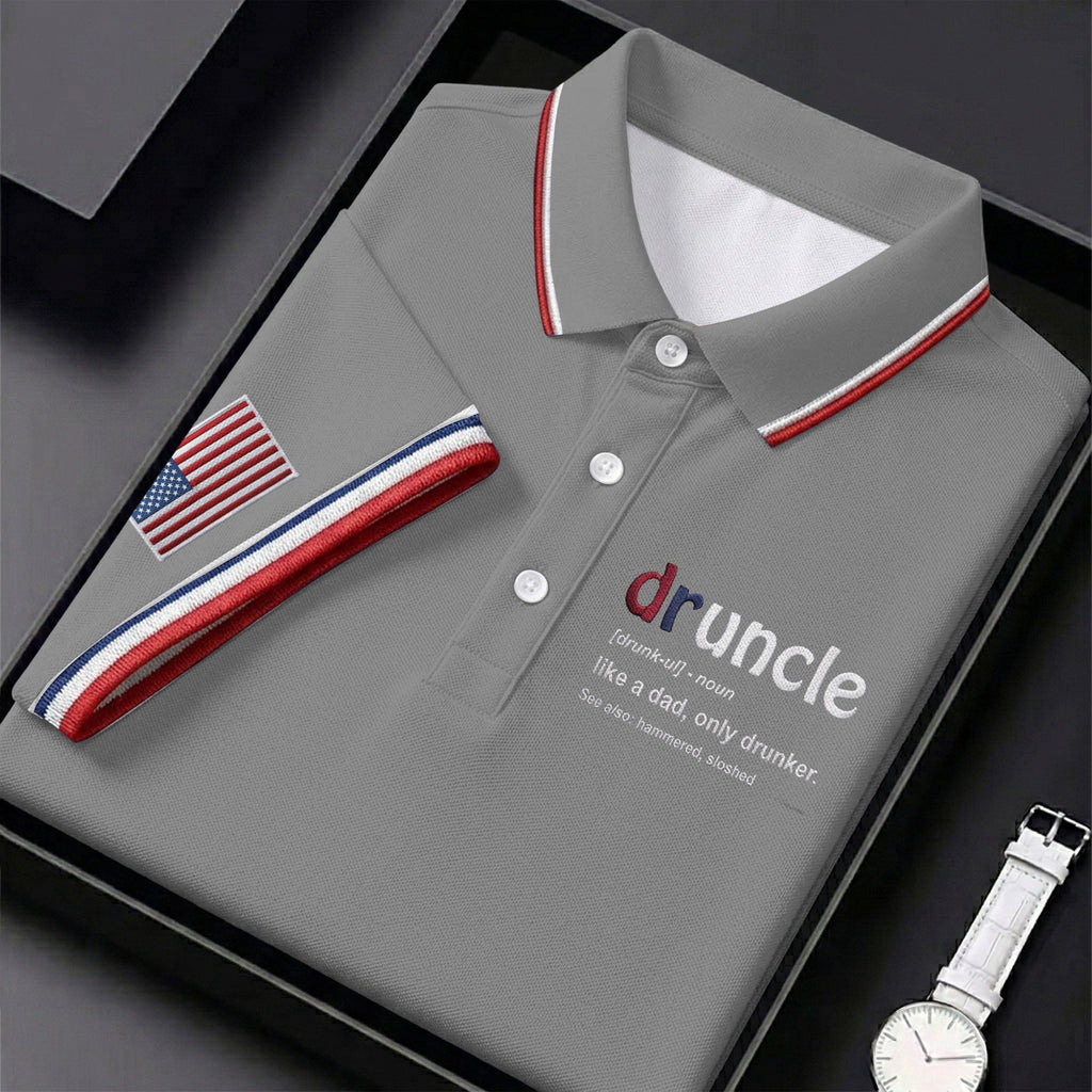 Druncle Like A Dad Only Drunker Father's Day Golf Shirt, Men's Funny Golf Shirts, Golf Gift For Dad