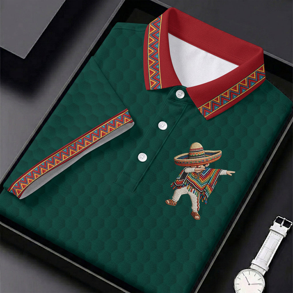 Cinco De Mayo Celebration Golf Ball Pattern Green Golf Shirt, Polo Shirts For Men