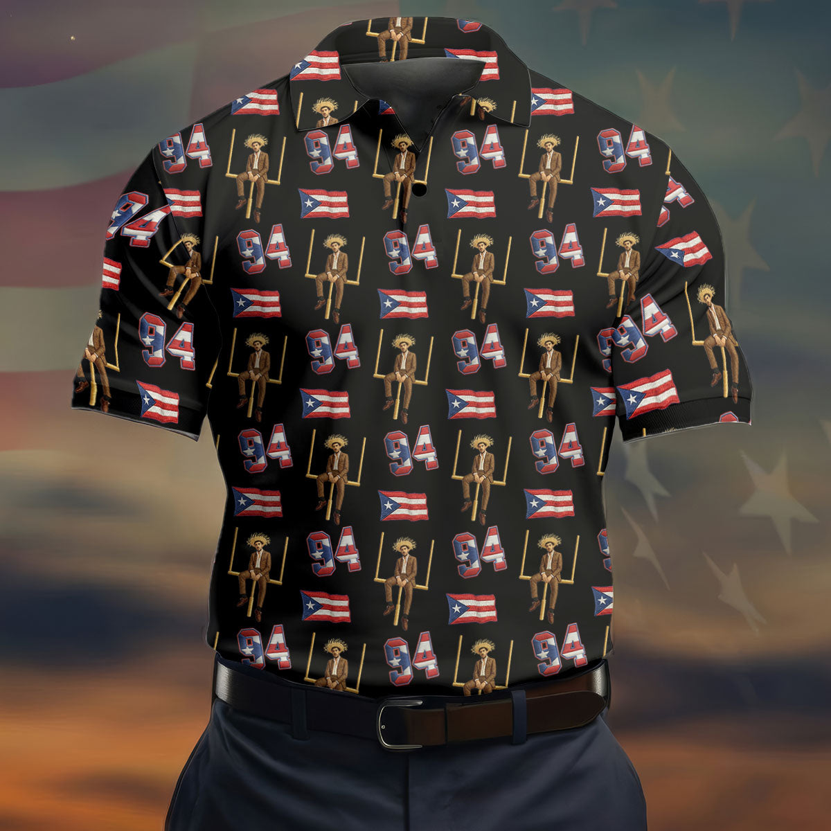 Bad Bunny Benito Bowl Football Theme Black Men Polo, American Football League Gift Ideas For Football Fans