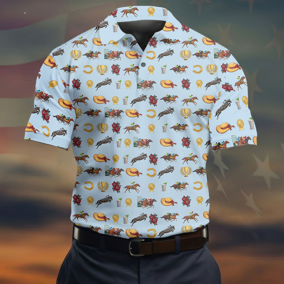 Run For The Roses Horse Ride Racing Golf Tops For Men, Golf Shirts For Men, Polo Shirts For Men