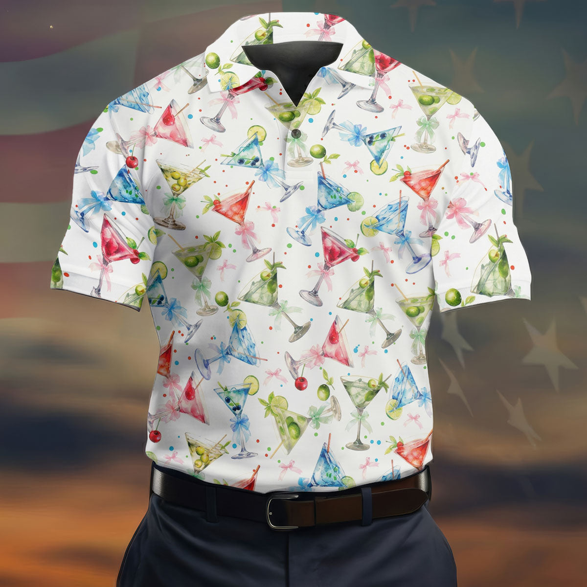 Coquette Martini Cinco De Mayo Celebration Golf Tops For Men, Summer Theme Polo ShirtFor Men
