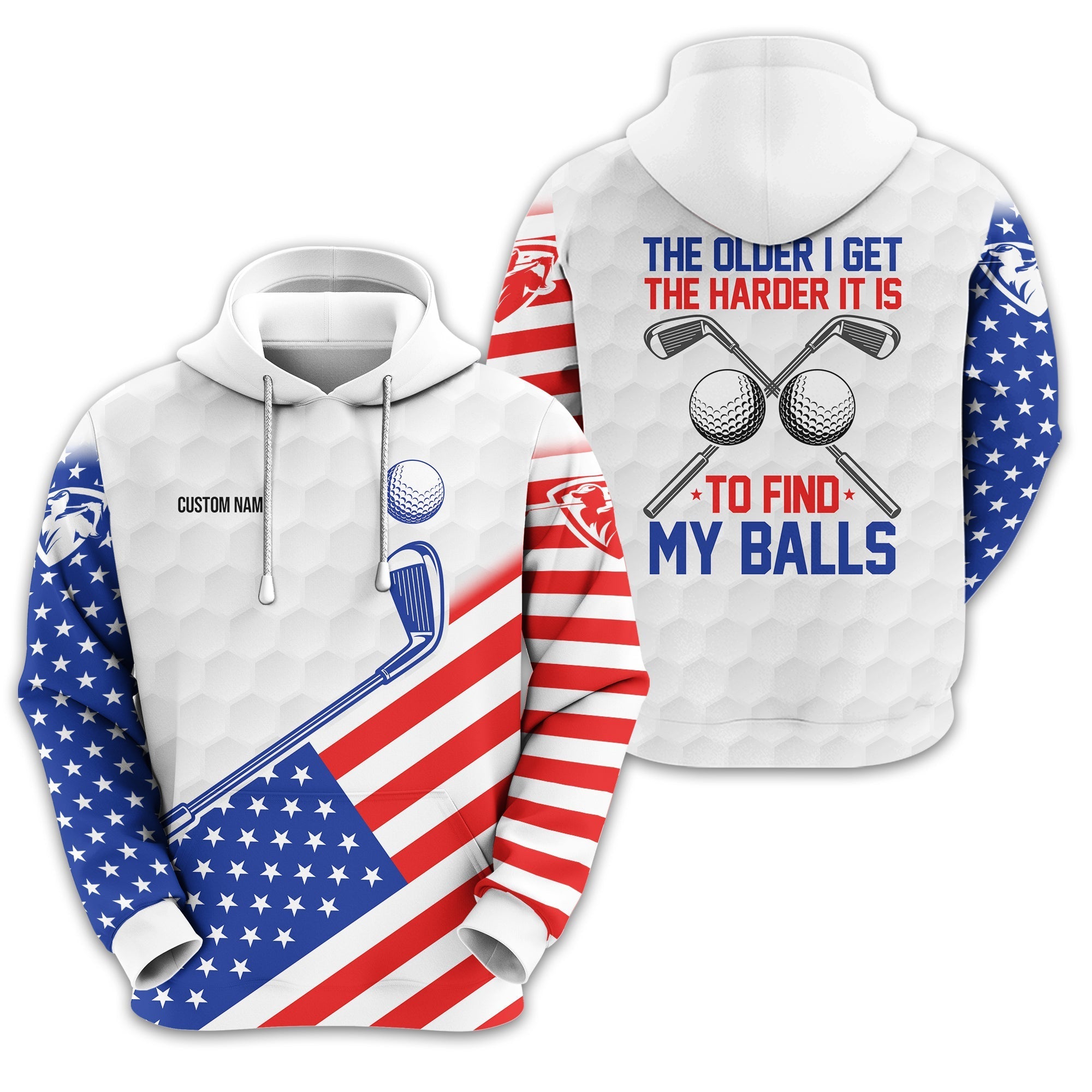 To Find My Balls, USA Flag Polo Shirt, Personalized Golf Shirt, Unique Gift For Golfer