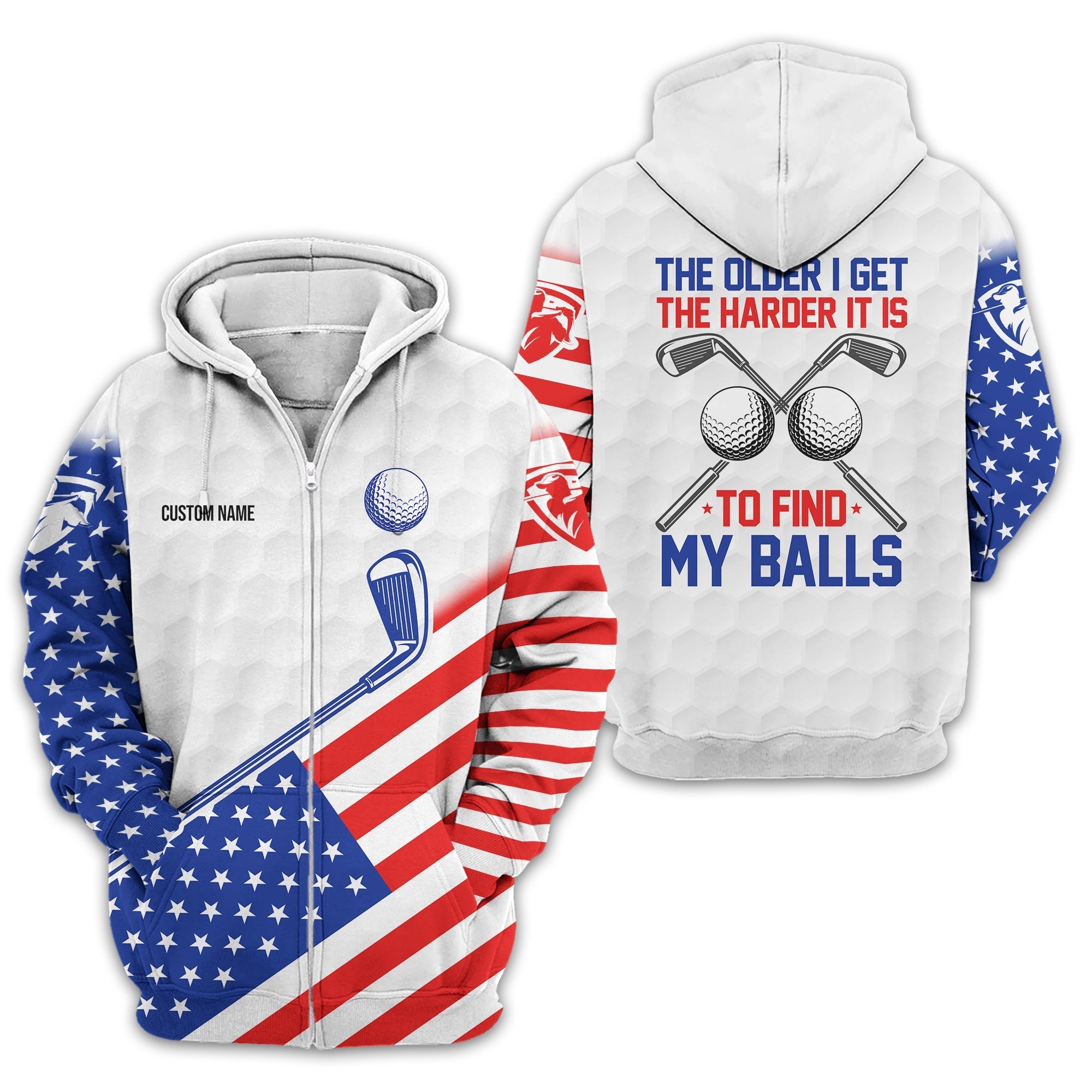 To Find My Balls, USA Flag Polo Shirt, Personalized Golf Shirt, Unique Gift For Golfer
