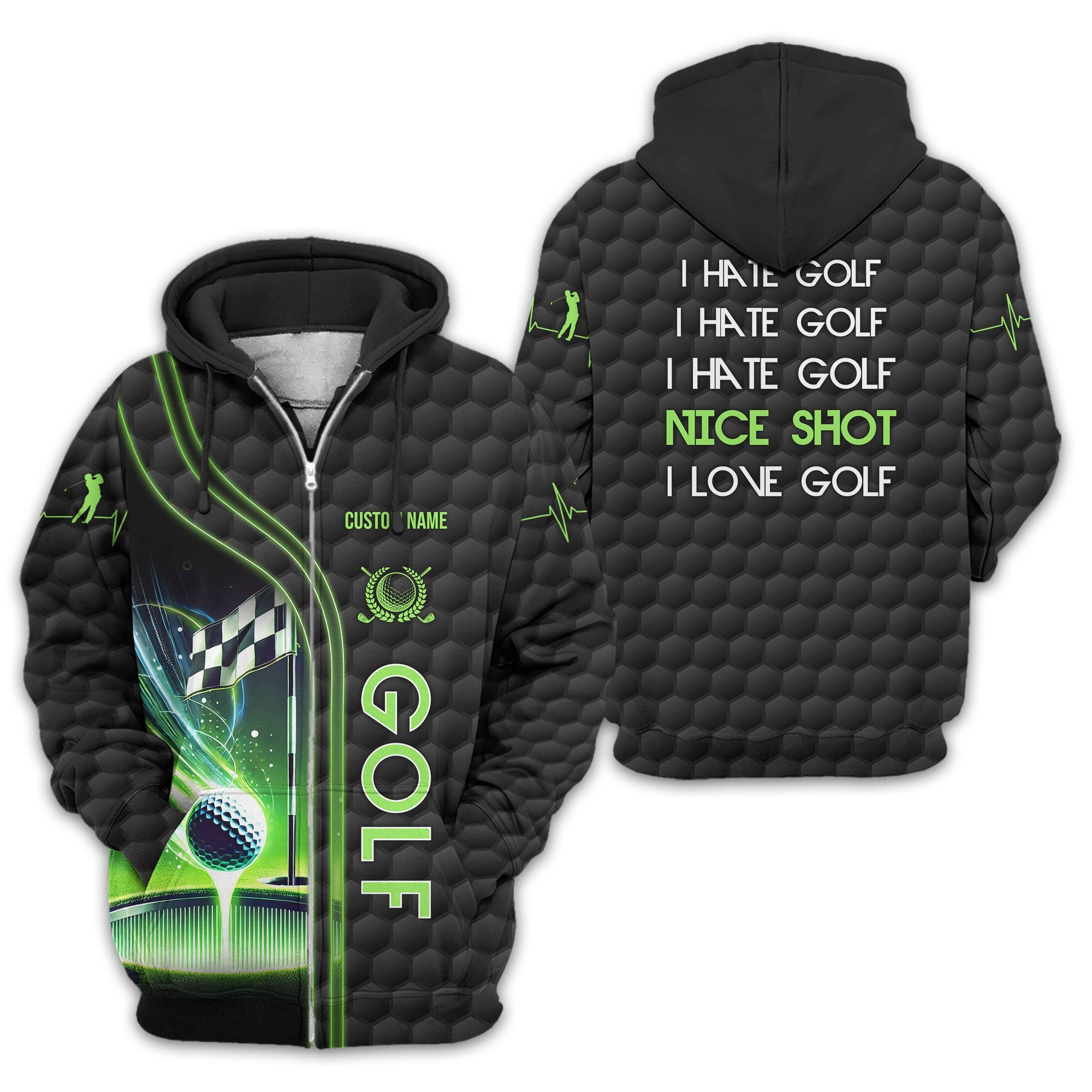 I Hate Golf Nice Shot I Love Golf, Personalized Golf Shirt, Unique Gift For Golfer, Funny Golf Polo Shirt