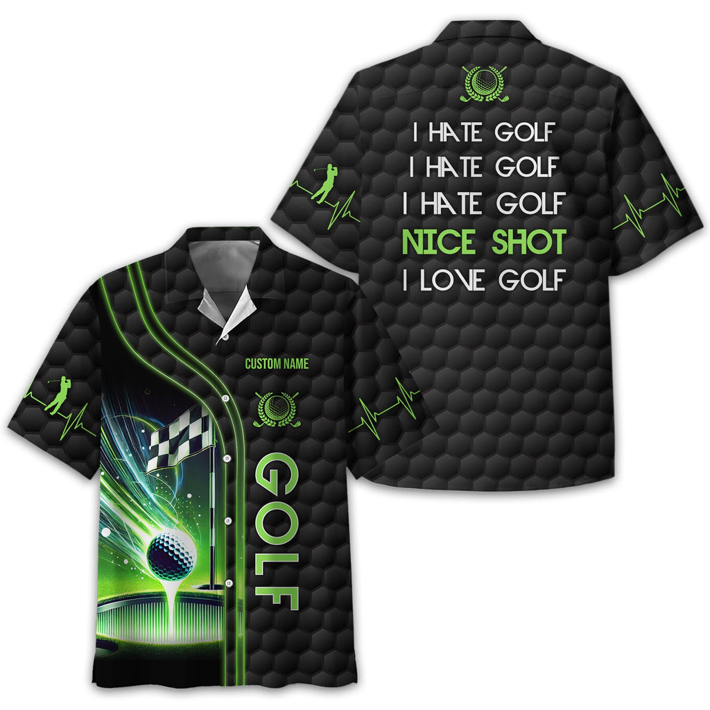 I Hate Golf Nice Shot I Love Golf, Personalized Golf Shirt, Unique Gift For Golfer, Funny Golf Polo Shirt