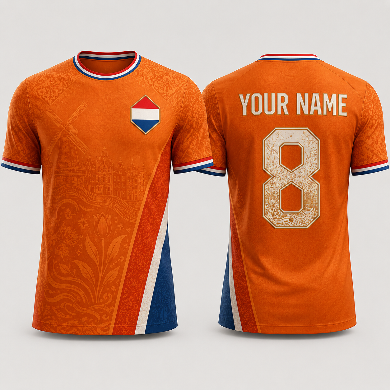 Netherlands Football Shirt V-Neck For Men Football Lover, Netherlands Soccer Jersey Soccer Fan Gift