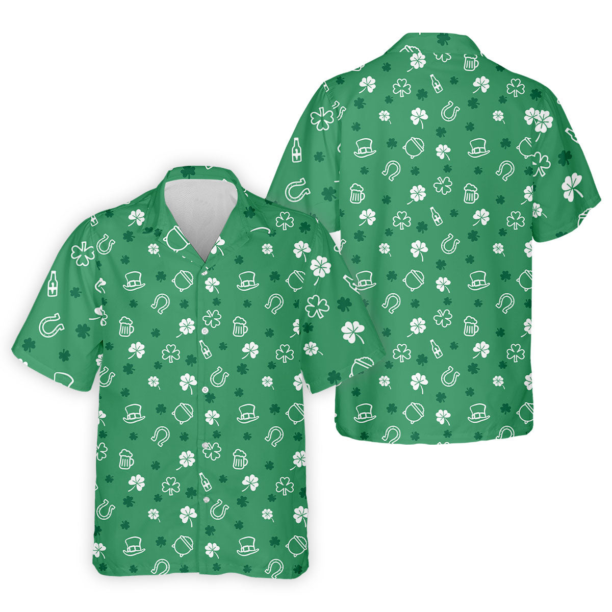 Leprechaun Hat Shamrock Beer Seamless Pattern St. Patrick’s Day Golf Shirt, Polo Shirts For Men, Golf Shirts For Men