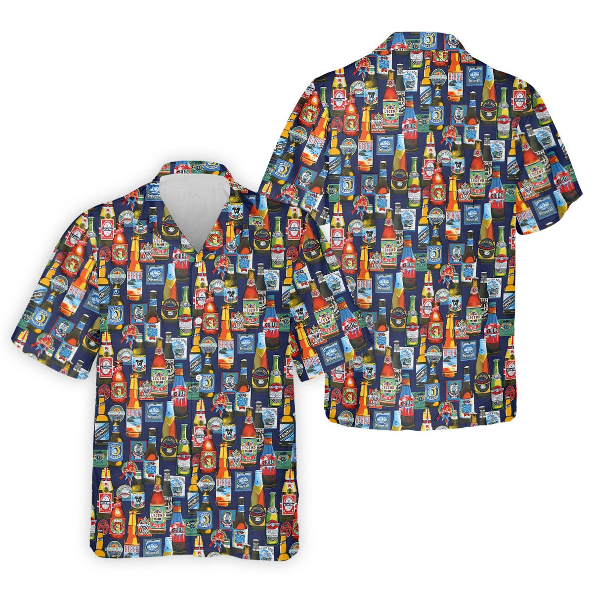 Beer Bottle Labels Navy Golf Shirt, Men's Funny Golf Shirts, Golf Tops For Men, Golf Shirts For Men