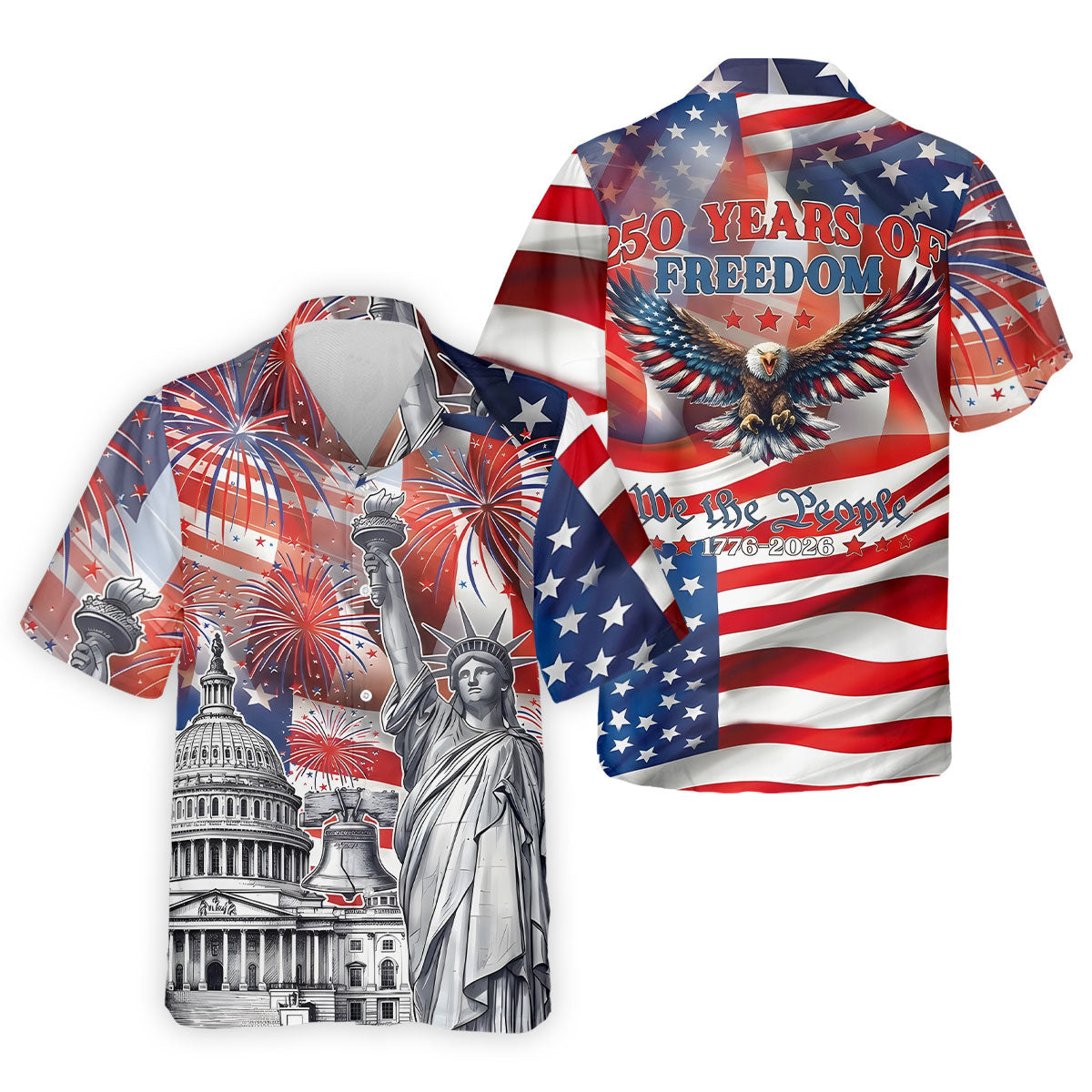250 Years Of Freedom We The People American Flag Golf Shirt, Patriotic 4th Of July Golf Shirts For Men