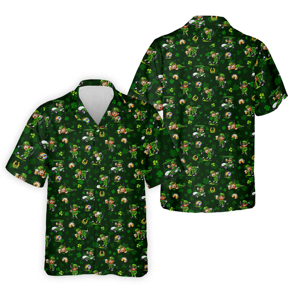 Men's St Patrick's Day Golf Leprechaun Pose Shamrock Golf Shirt, Fun Golf Shirts