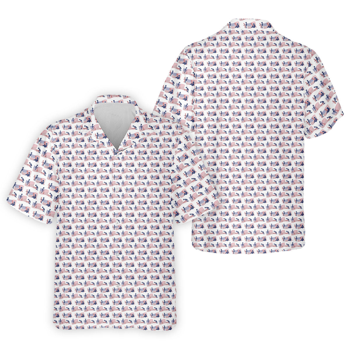 Naughty Position American Flag Pattern Patriotic Golf Shirts, 250th Anniversary Golf Shirts For Men