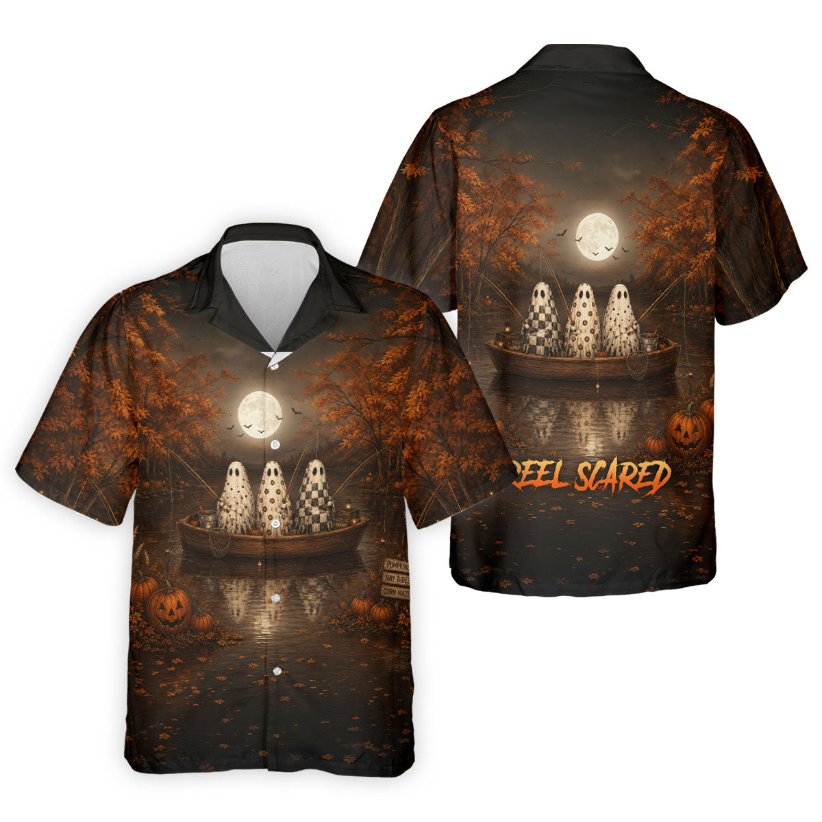 Reel Scared Ghost Fishing Halloween Shirt, Fishing Shirts For Men, Long Sleeve Shirt