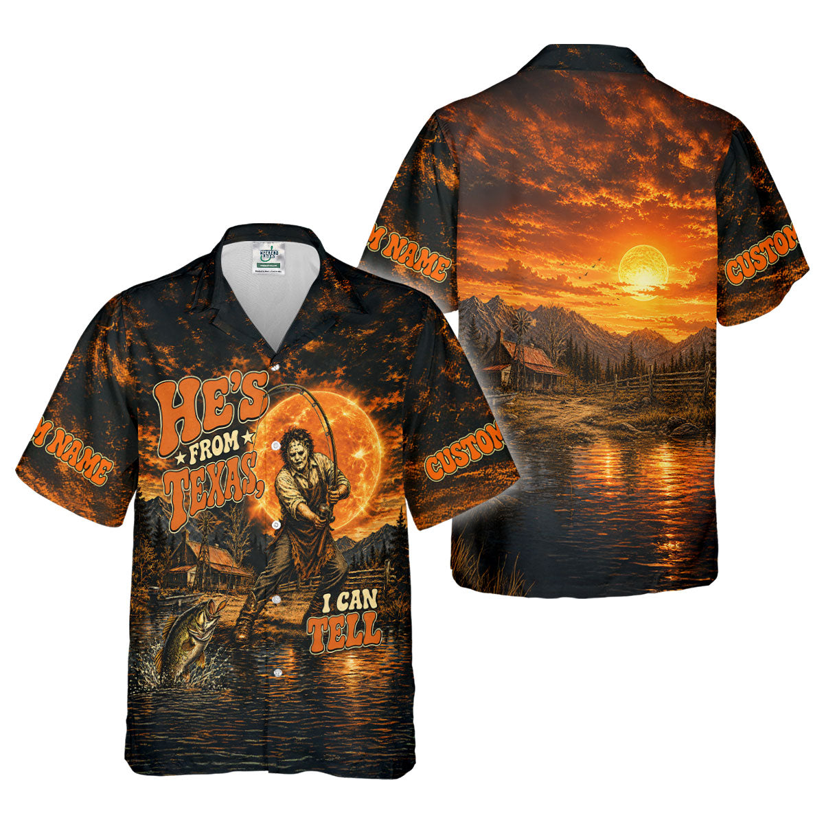 He's From Texas I Can Tell Horror Character UPF Shirt, Womens Fishing Shirt, Halloween Fishing Shirt