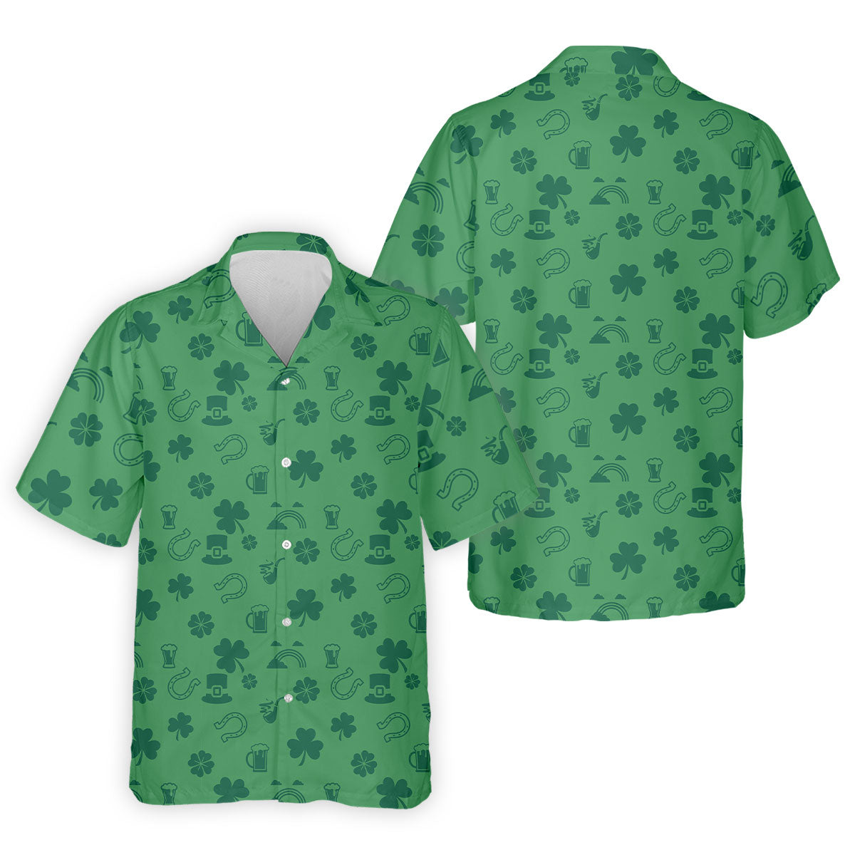 Leprechaun Hat Shamrock Beer Dark Green Seamless Pattern St. Patrick’s Day Golf Shirt, Golf Shirts For Men