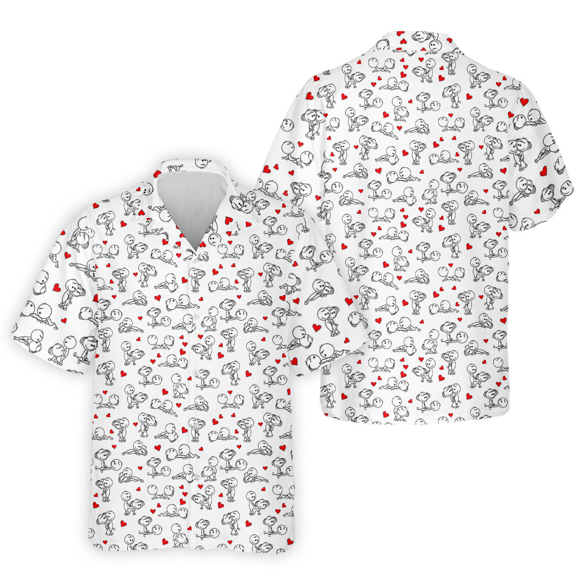 Naughty Position Stick Figure Couple White Golf Shirt, Golfer Valentines Gift, Fun Golf Shirts For Men