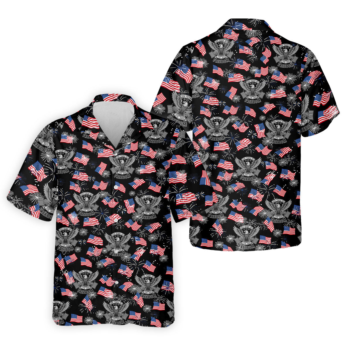 250 Years Of Freedom Festive Flag Vintage Black Golf Shirt, Patriotic 4th Of July Golf Shirts For Men