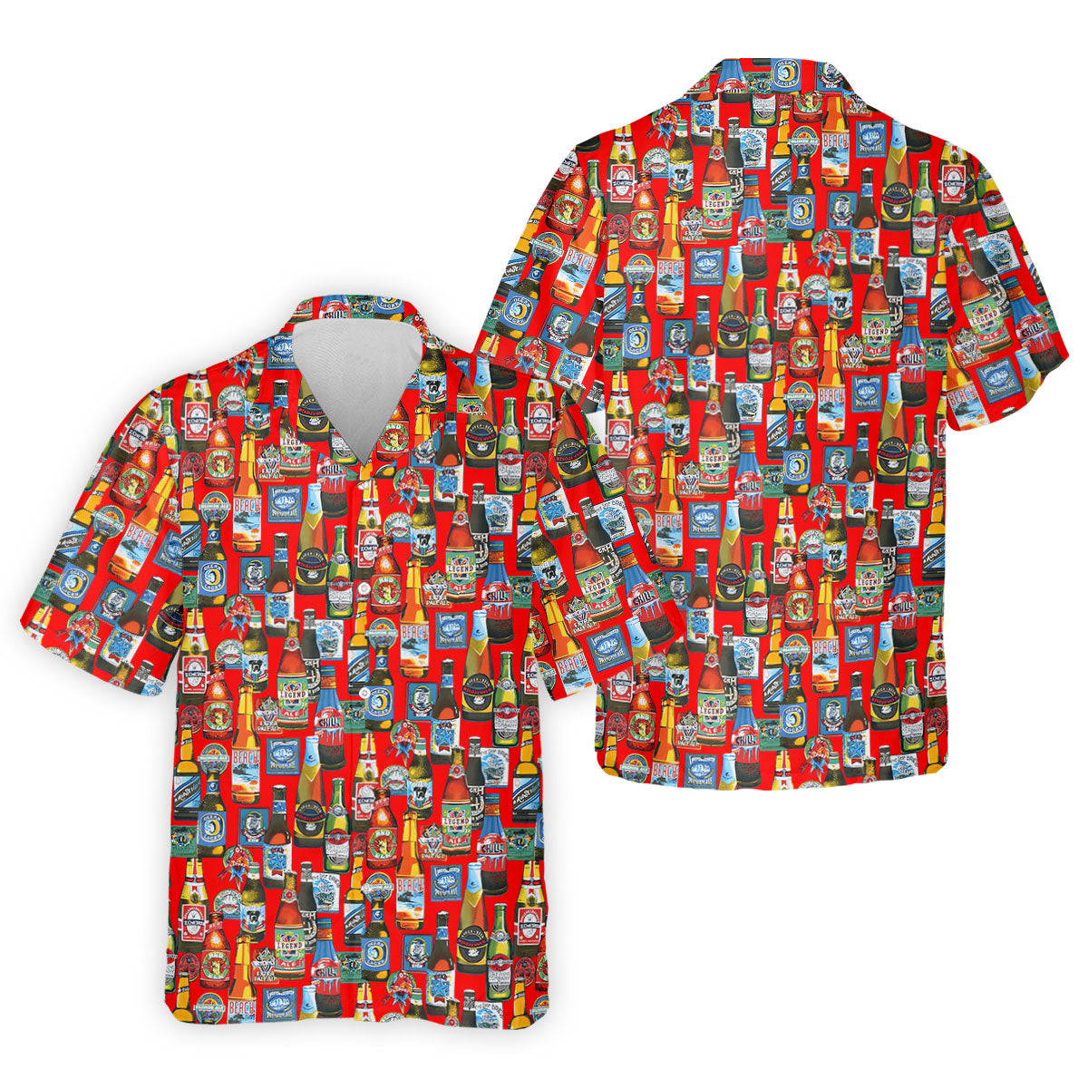 Beer Bottle Labels Red Golf Shirt, Men's Funny Golf Shirts, Golf Tops For Men, Golf Shirts For Men