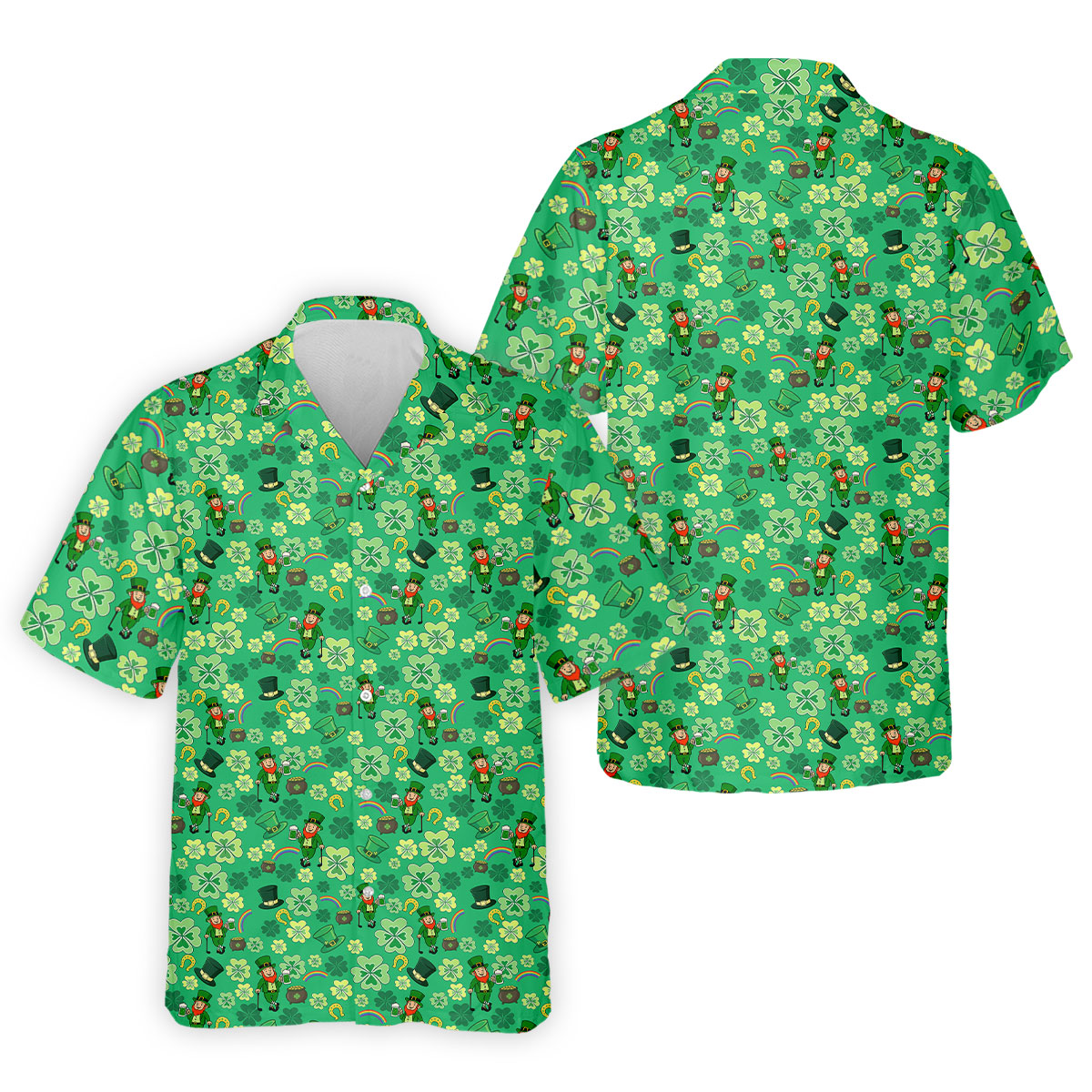 Shamrock St Patrick's Day Light Green Golf Shirt, Polo Shirts For Men, Golf Shirts For Men, Golfing Apparel