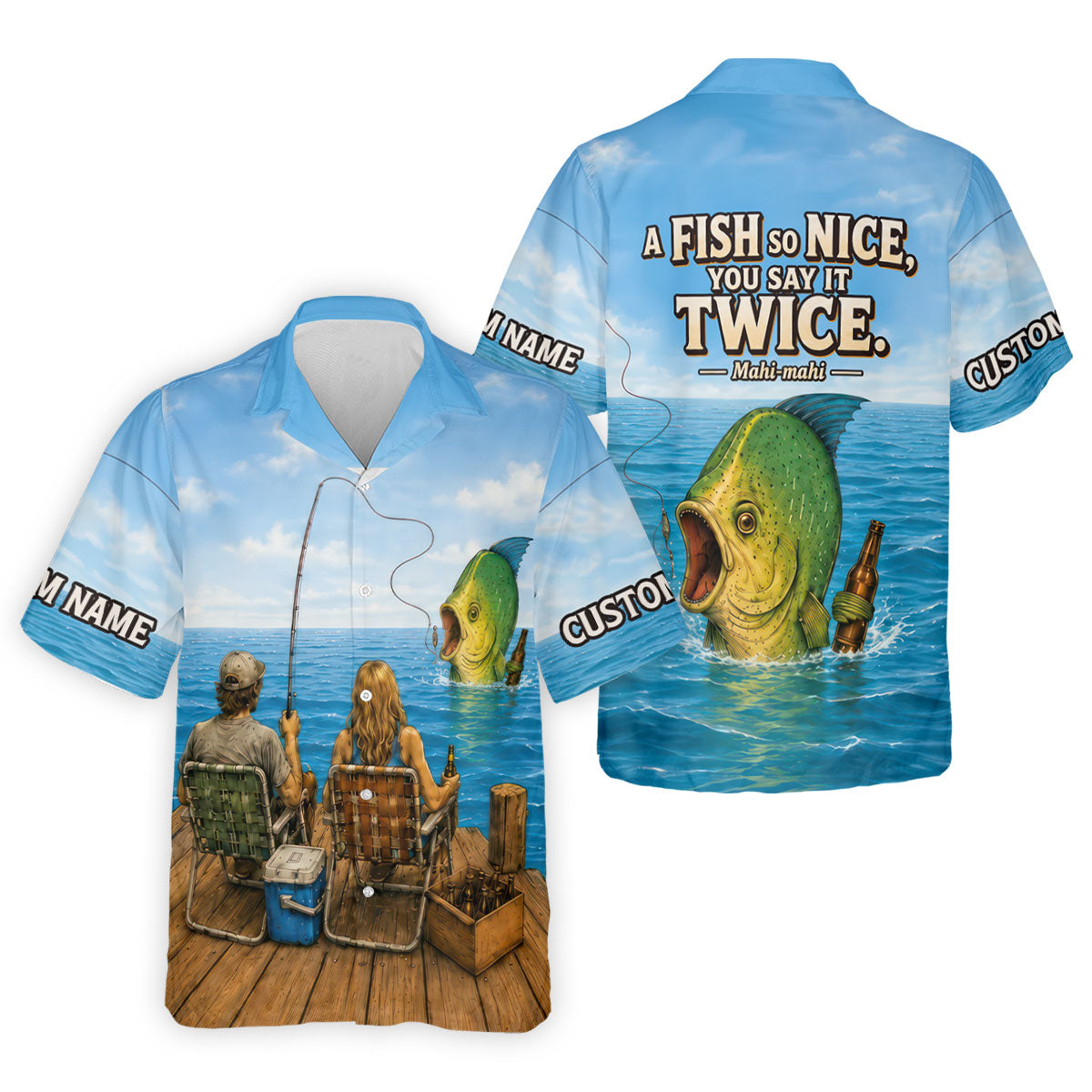 A Fish So Nice You Say It Twice Mahi Mahi UPF Shirt, Womens Fishing Shirt, Ladies Fishing Shirt